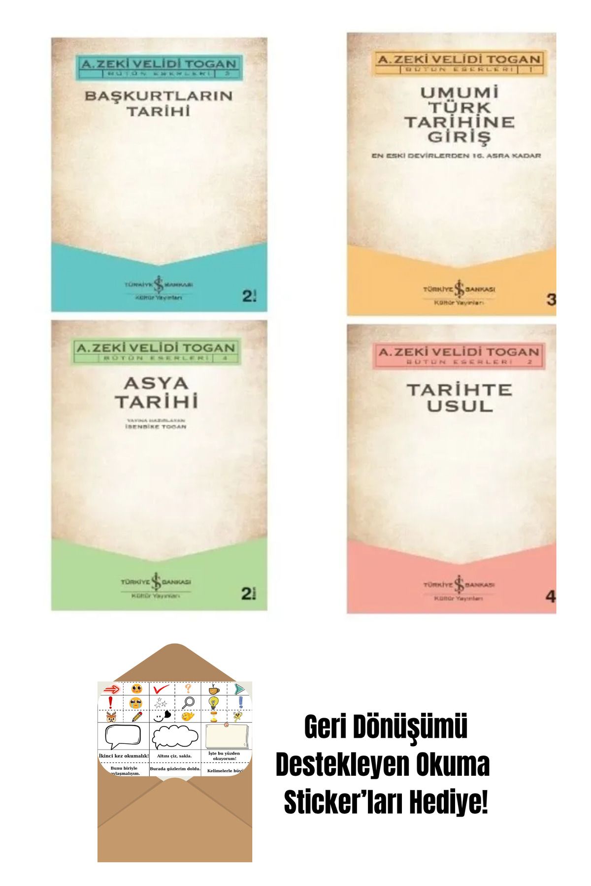 TÜRKİYE İŞ BANKASI KÜLTÜR YAYINLARI Umumi Türk Tarihine Giriş 4 Kitap Set + Okuma Sticker'ları