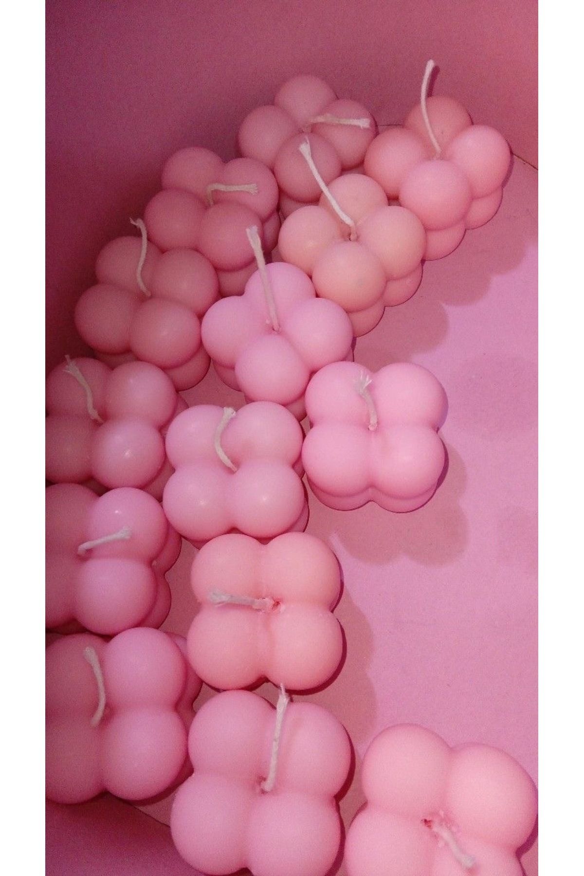 İkizlerin Dünyası Mini Pembe Bubble Mum 20 Adet