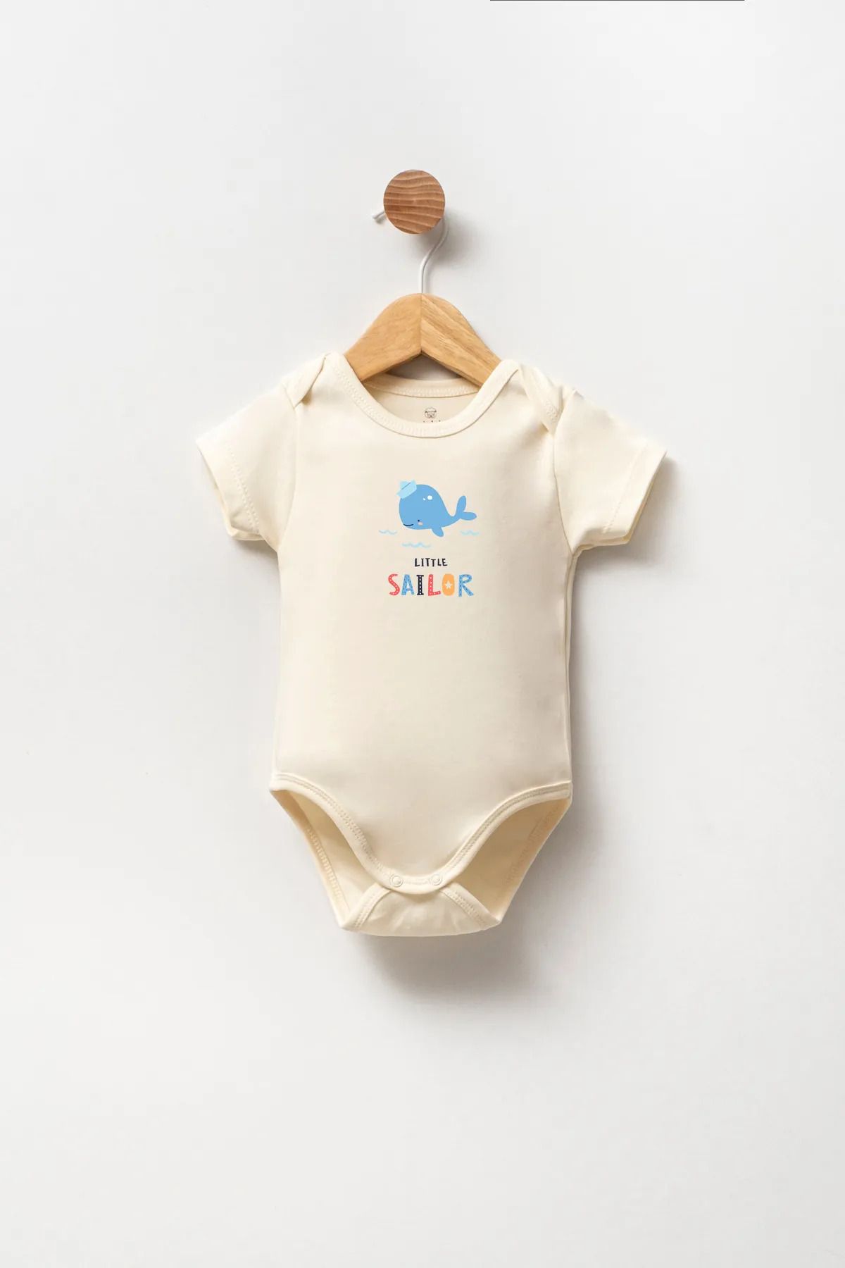 Naive Baby %100 Pamuk Little Sailor and Whale Zıbın Bebek Body Çıtçıtlı Badi Zıbın