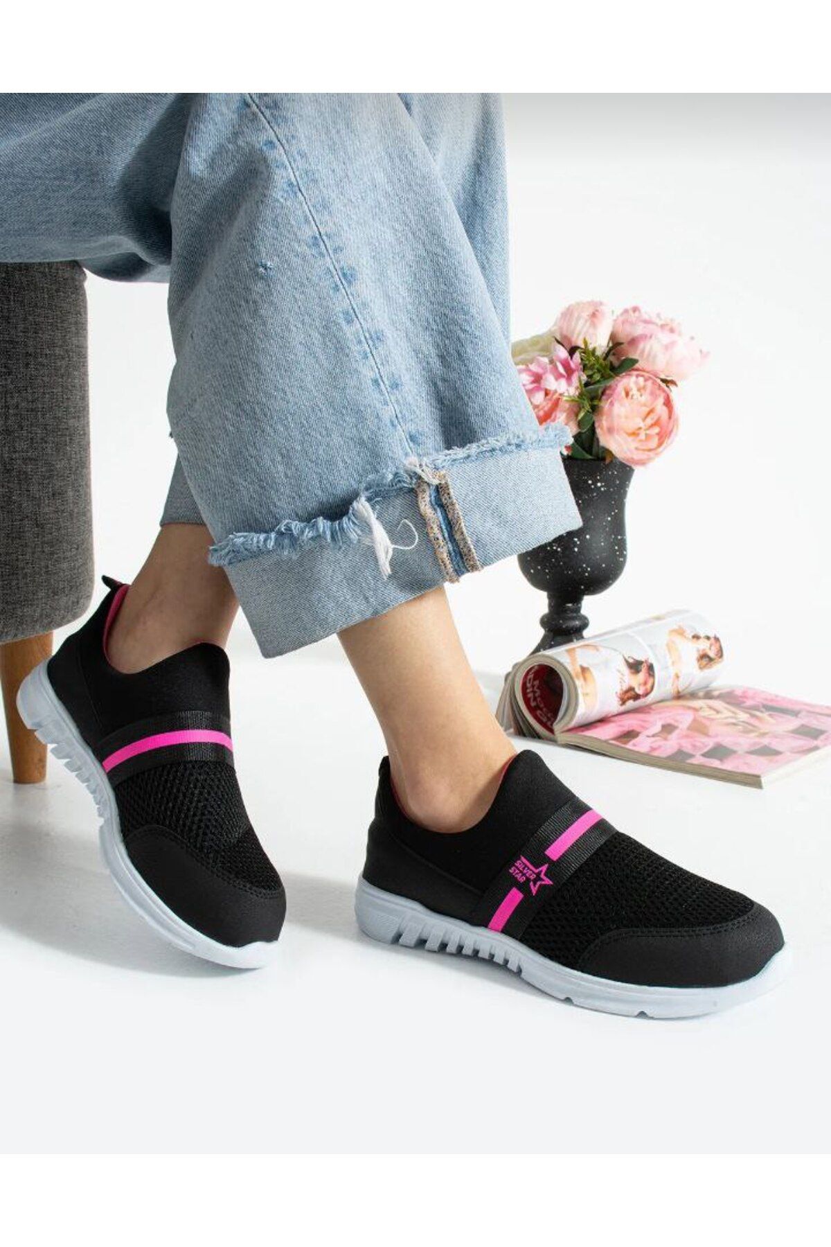 Butik Unisex Kadın Bağcıksız Rahat Esnek Günlük Sneaker Spor Ayakkabı