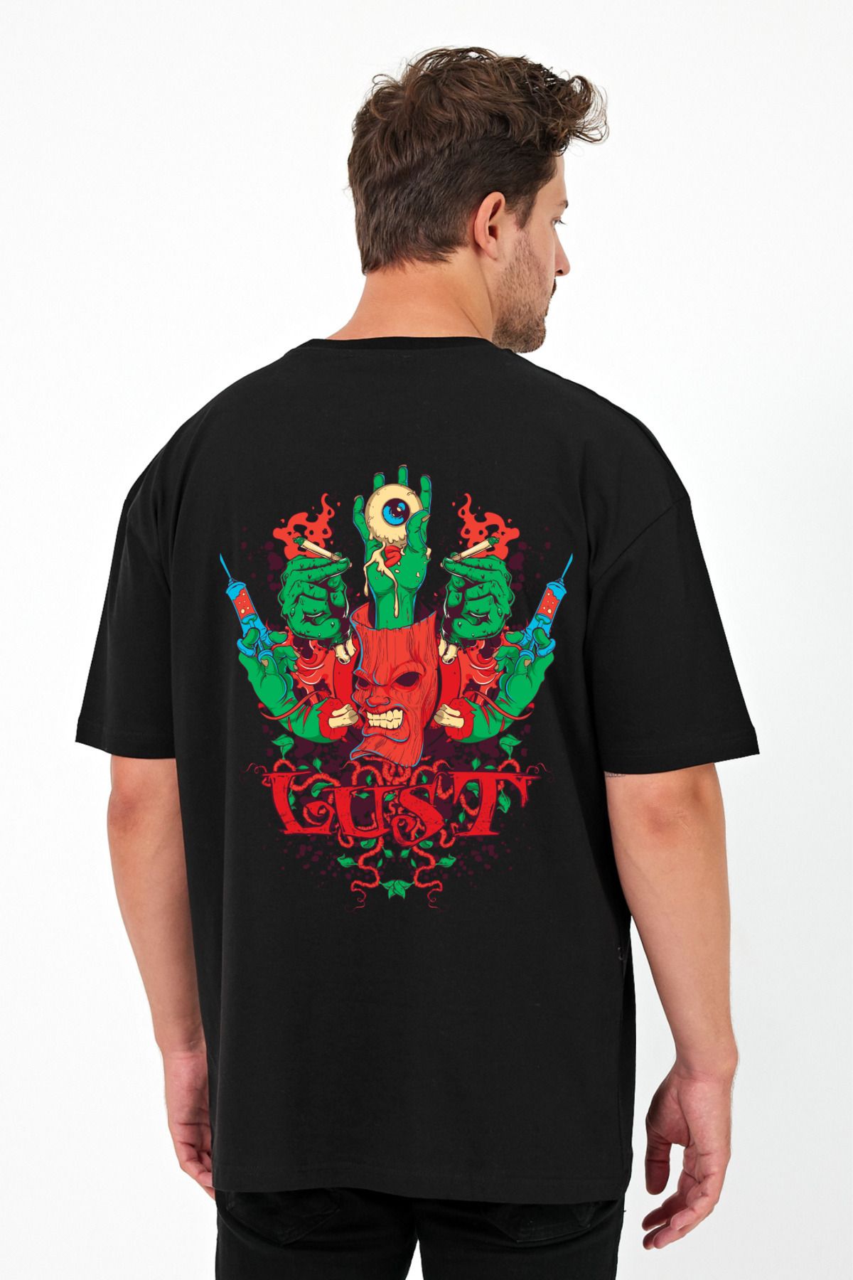Windy Island Erkek Bisiklet Yaka Sırt Baskılı Oversize T-shirt