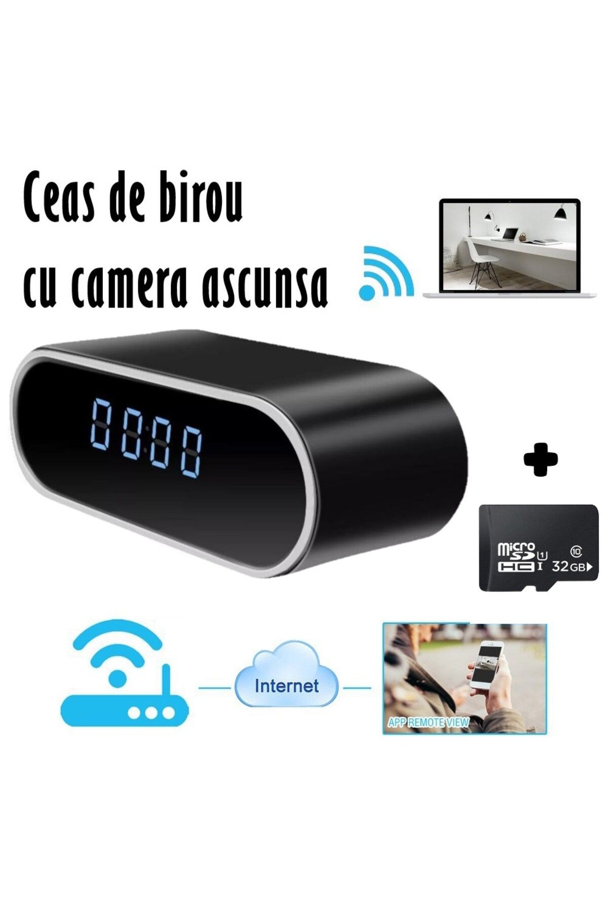 REVOSE-Mini Spy Camera ™, Wi-fi, Ip, Hidden in Alarm Clock,, 32gb Micro Sd Card Included 2