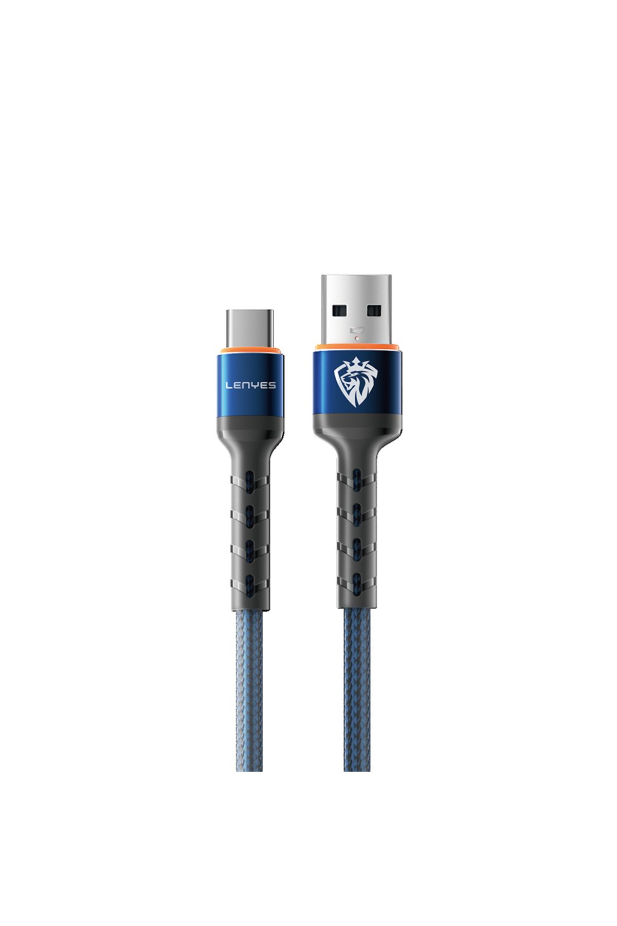 Lenyes LC515 Type-C Usb Kablo Hızlı Şarj Özellikli Örgülü Data ve Şarj Kablosu 3A 1M Mavi