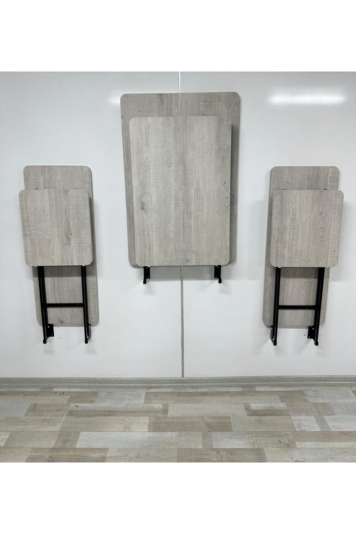 SEHPAM AKILLI Duvara Monte MDF TABLA Katlanabilir Dekoratif 2 Tabureli Pratik Yemek Mutfak Balkon Masası
