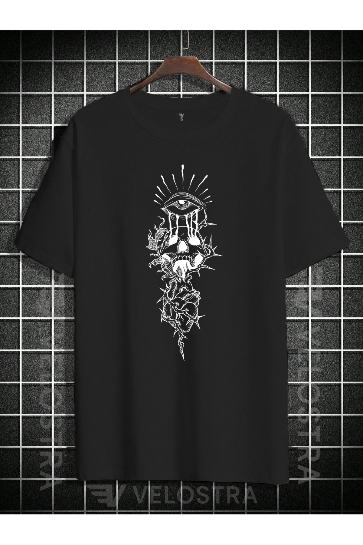 Velostra Unisex Soyut Sanat Baskı Oversize T-shirt