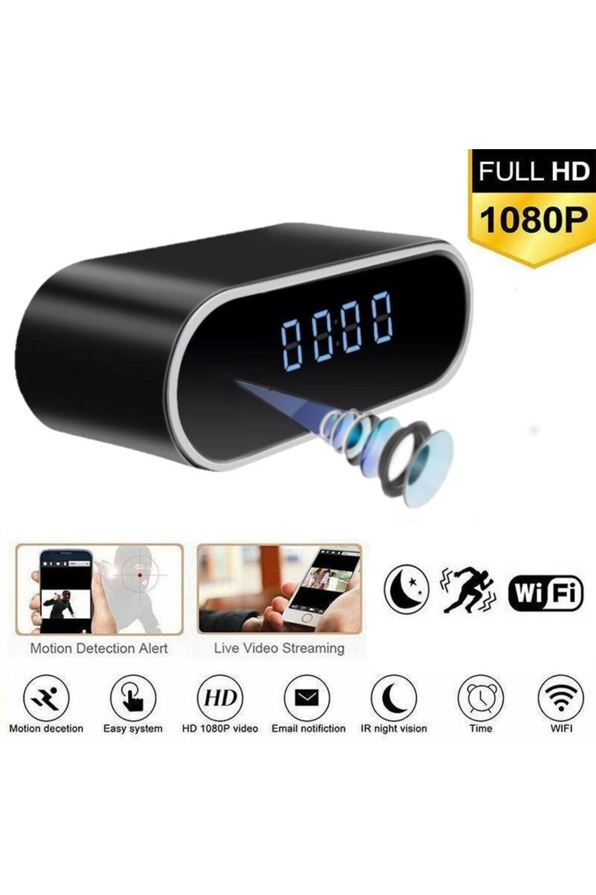 REVOSE-Mini Spy Camera ™, Wi-fi, Ip, Hidden in Alarm Clock,, 32gb Micro Sd Card Included 5