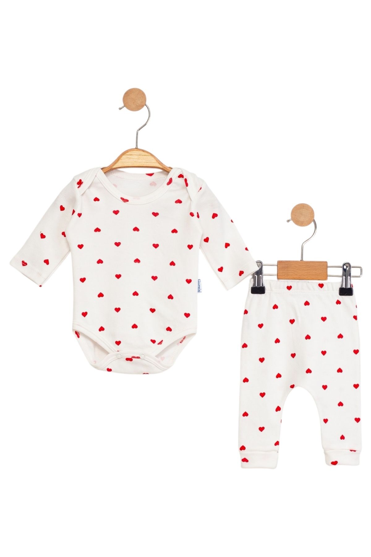 Süpermini %100 PAMUKLU KÜÇÜK KALPLİ BEBEK 2'Lİ BODY - ZIBIN BEBE TAKIM