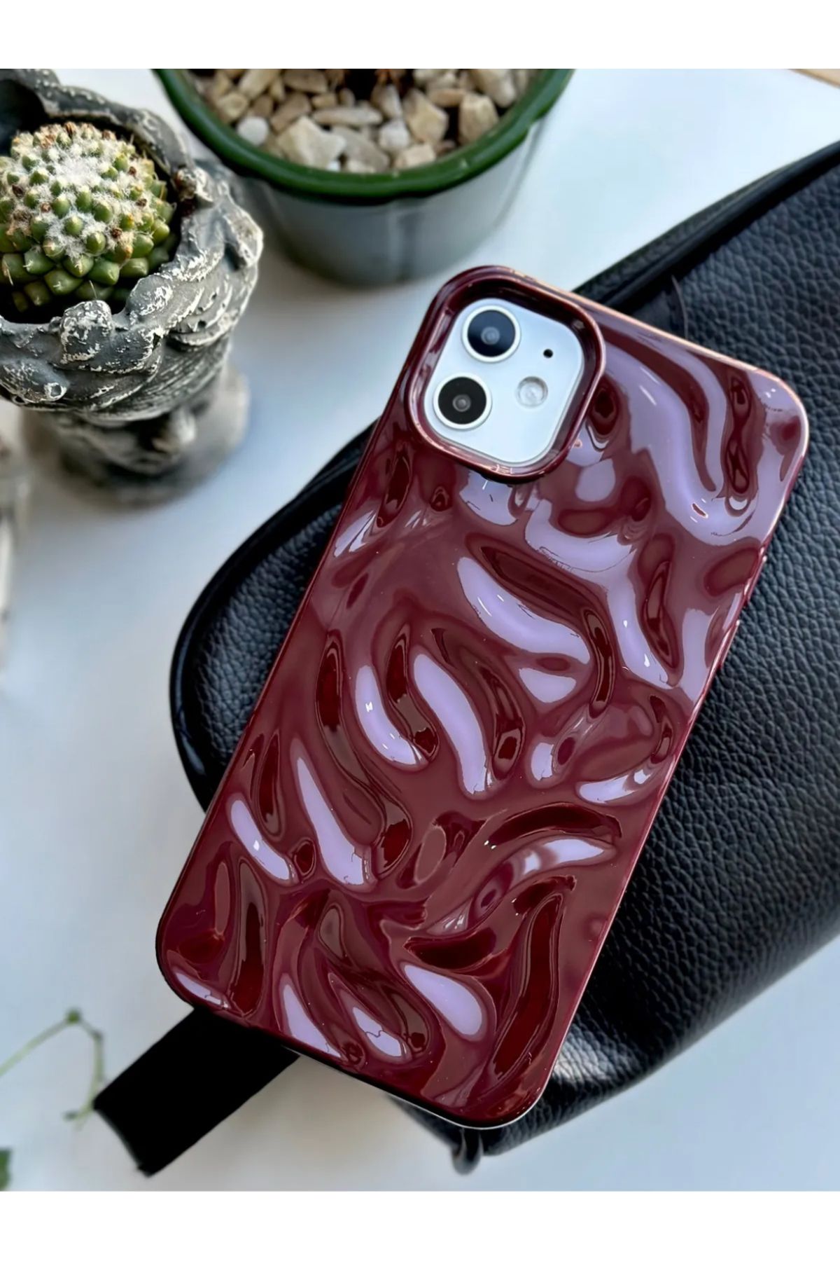Caseji Iphone 11 Uyumlu Arkası 3D Çıkıntılı Dalgalı Parlak WAVE Kılıf
