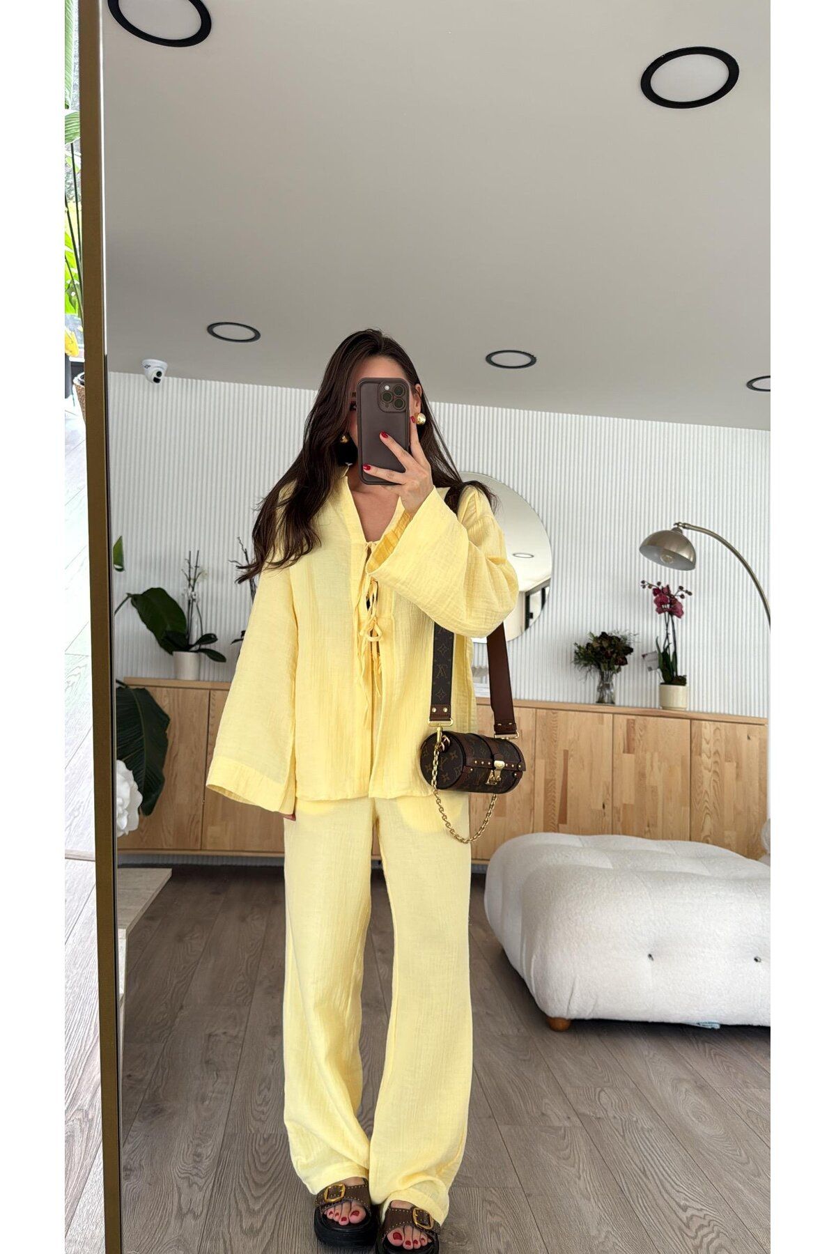 solena sln Kadın Yeni Sezon Ön Bağlama Detaylı Marka Model Müslin Takım
