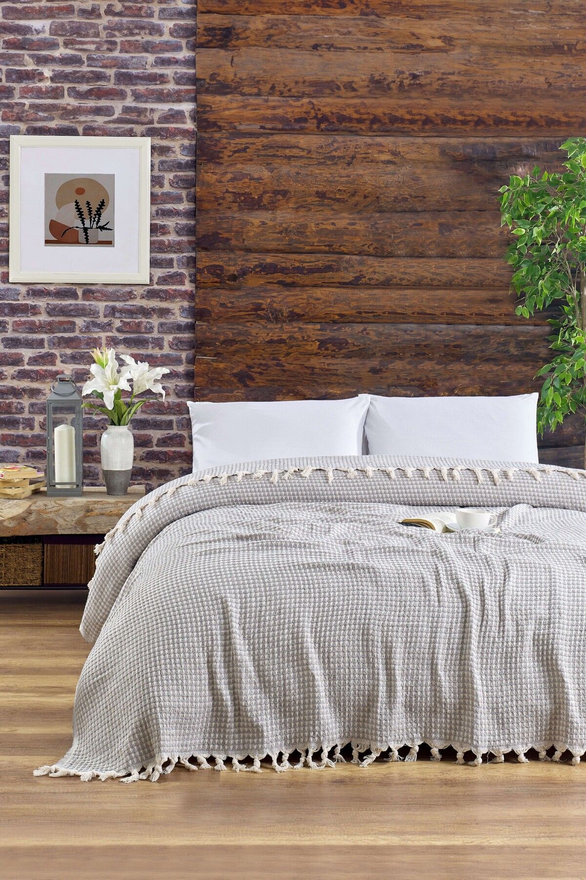Rebeka Home Collection Piramit Açık Gri 170x210 Tek Kişilik Pike