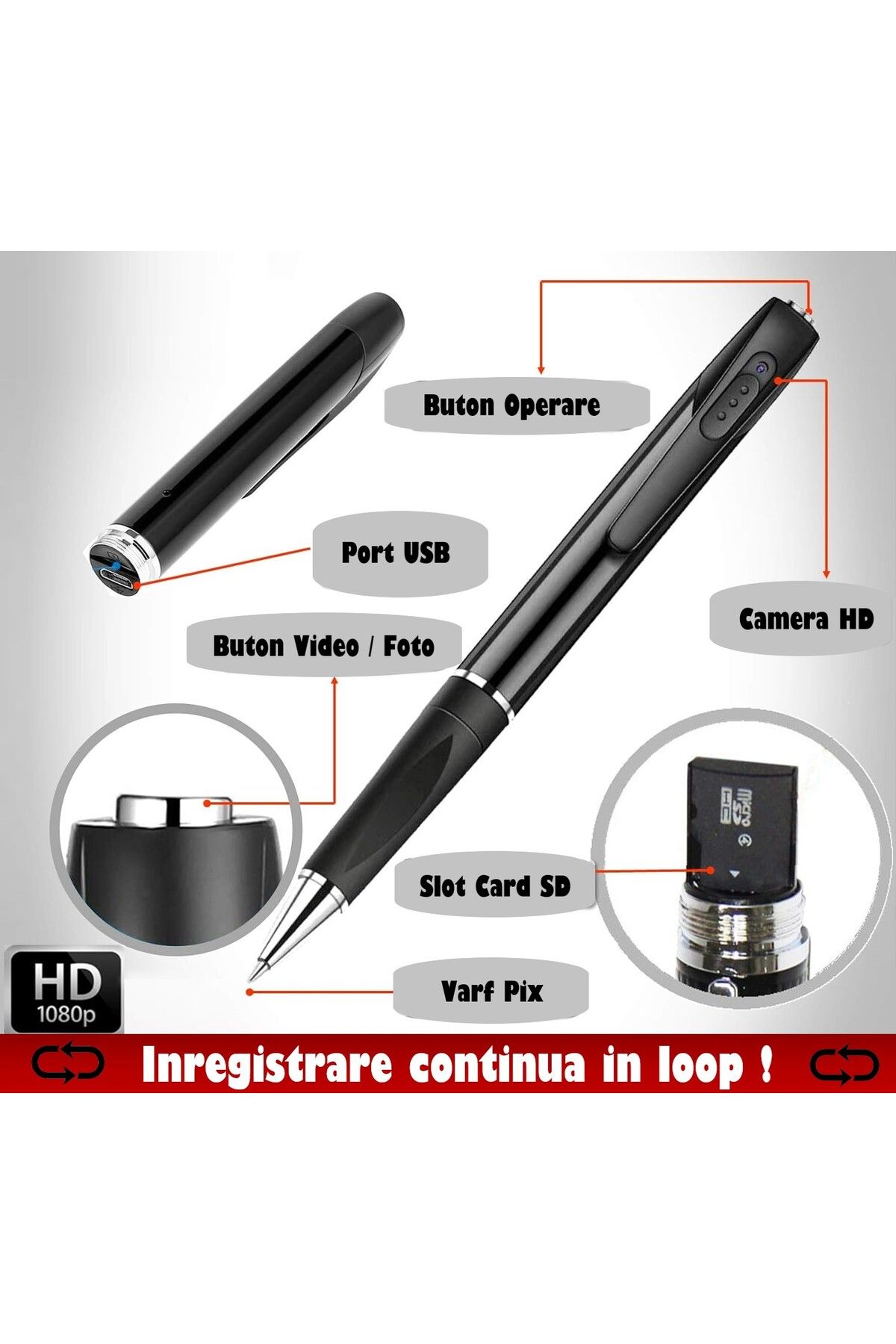 REVOSE-Spy Pen with 1080 Full HD Camera and Microphone, Recording, Photo, Spy Device with Hidden Camera 8