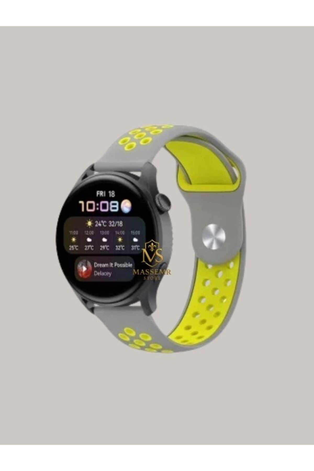 Massemr samsung Galaxy Watch 4 44mm Uyumlu Spor Tasarım 22mm Delikli Silikon Kordon
