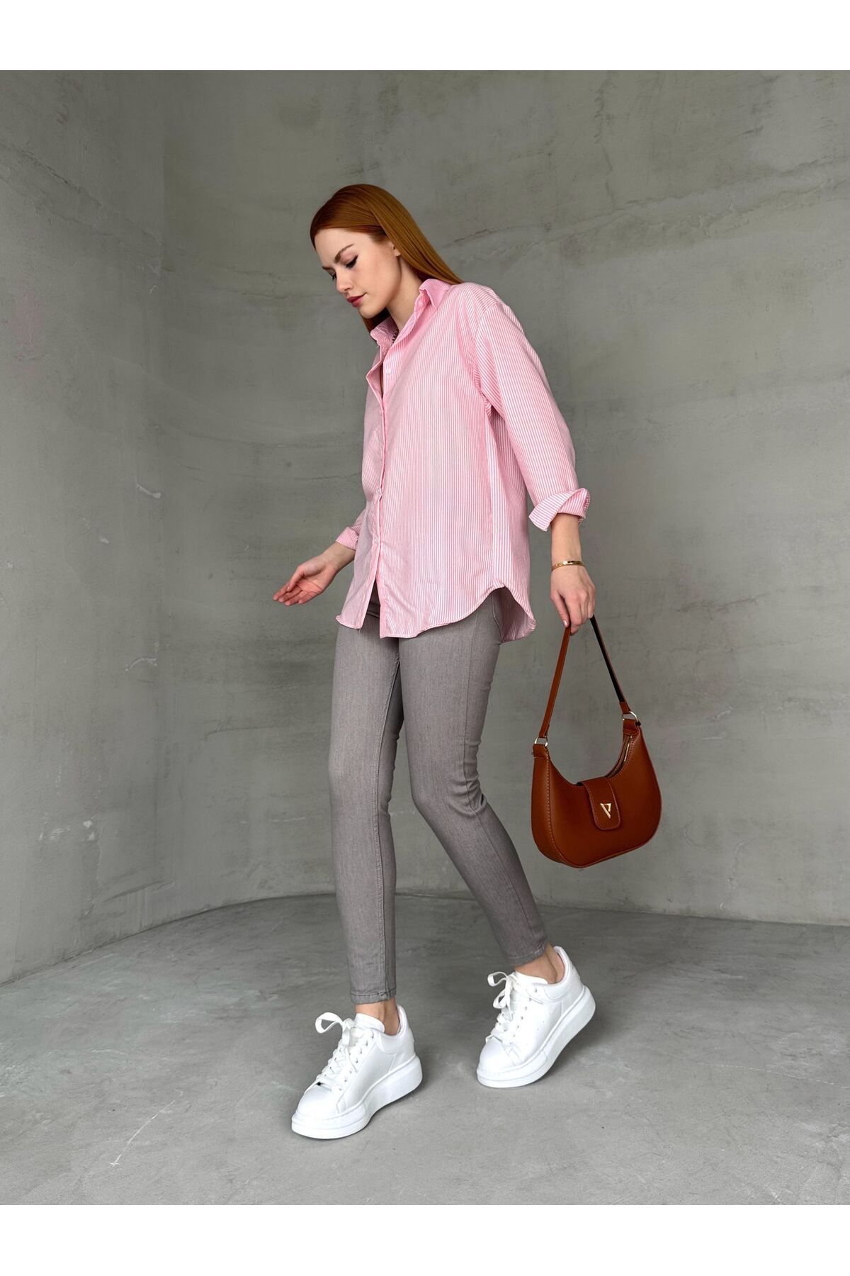 Cappmoda JEAN-08131 Gri Yüksek Bel Likralı Skinny Jean