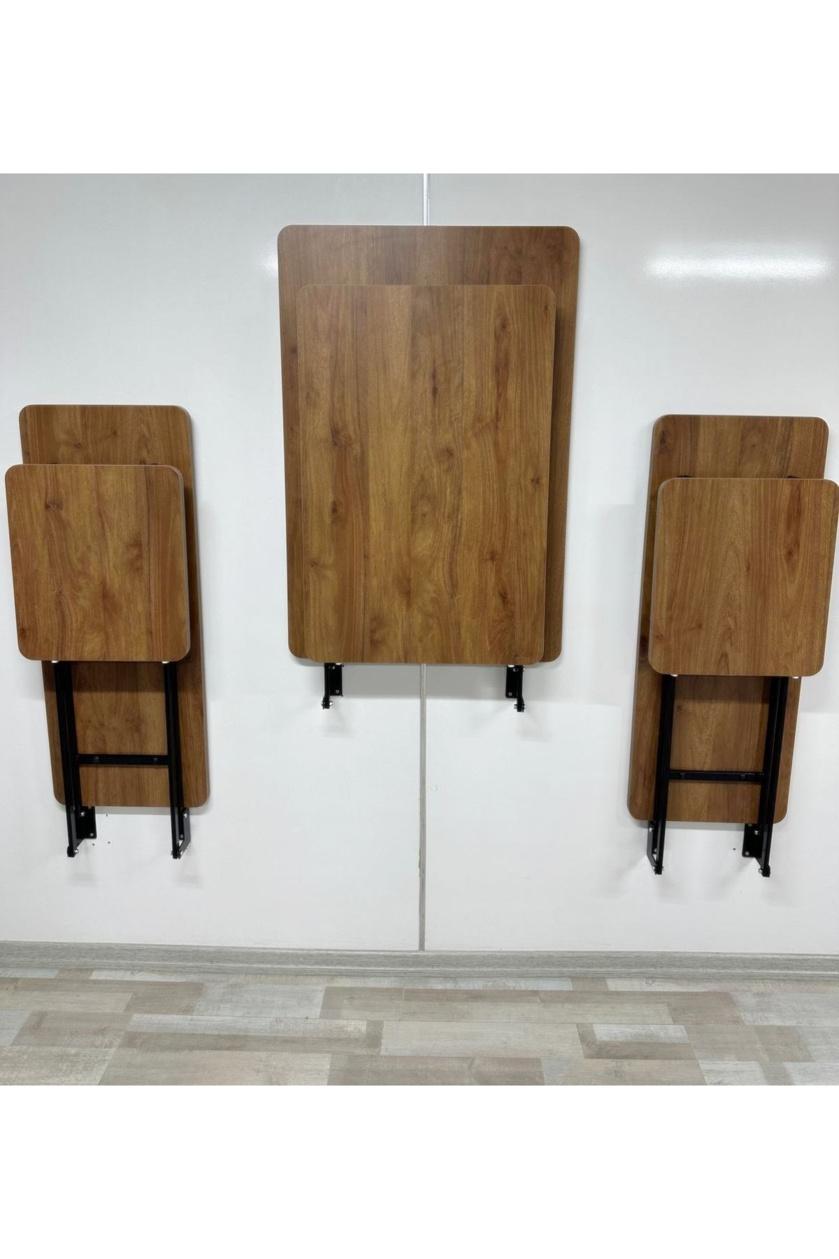 SEHPAM AKILLI Duvara Monte MDF TABLA Katlanabilir Dekoratif 2 Tabureli Pratik Yemek Mutfak Balkon Masası