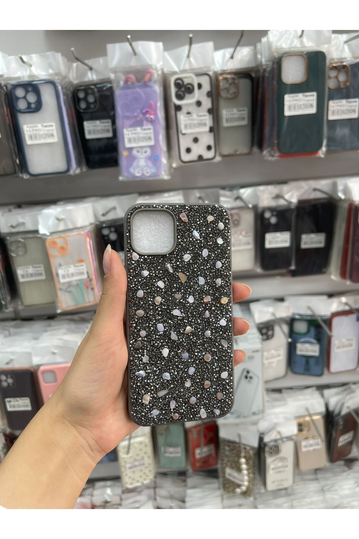 TECNOTREND İPHONE 13/14 UYUMLU PARLAK TAŞLI TASARIM PIRLANTA KAPAK