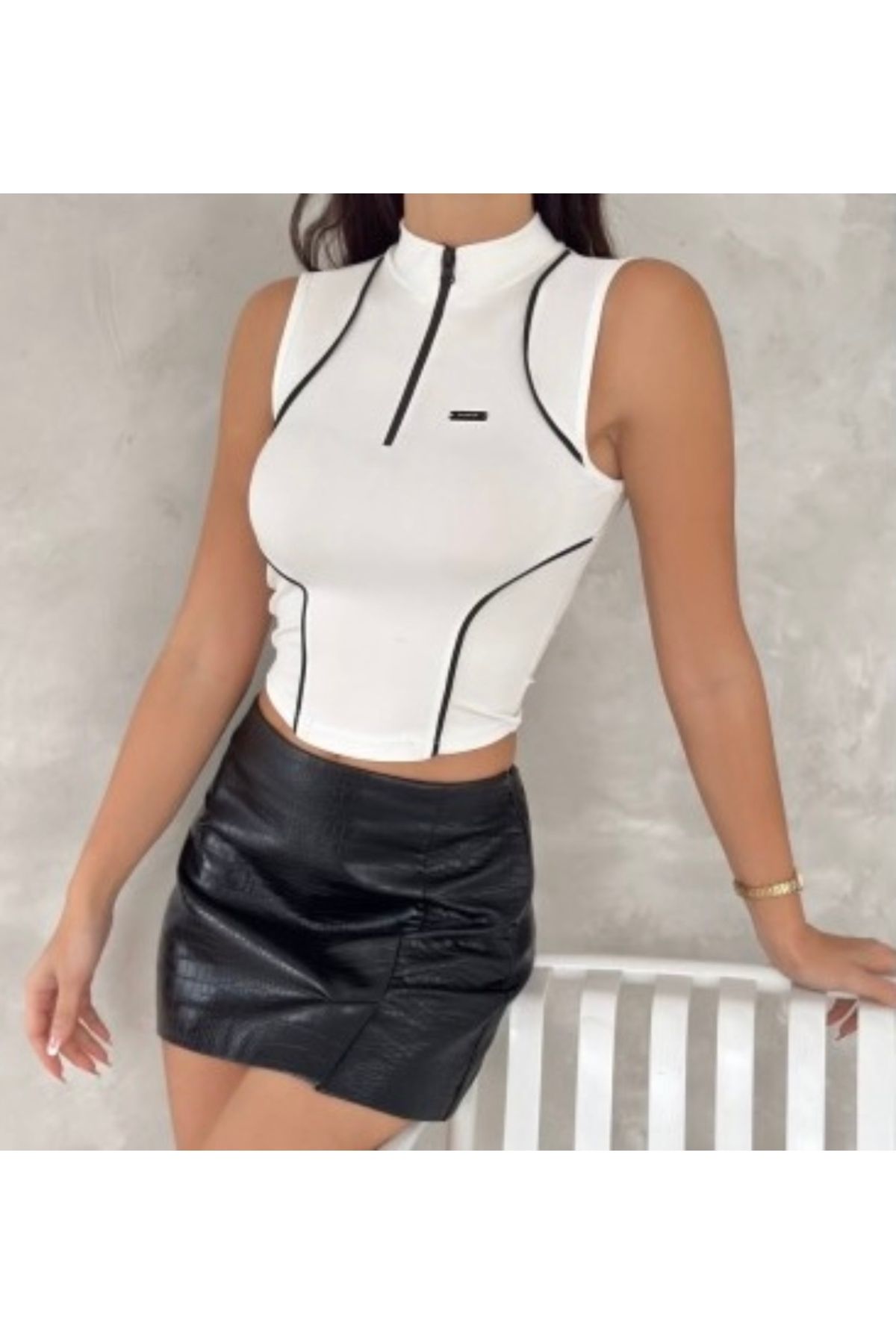 eseza tekstil Sporcu crop fermuarlı