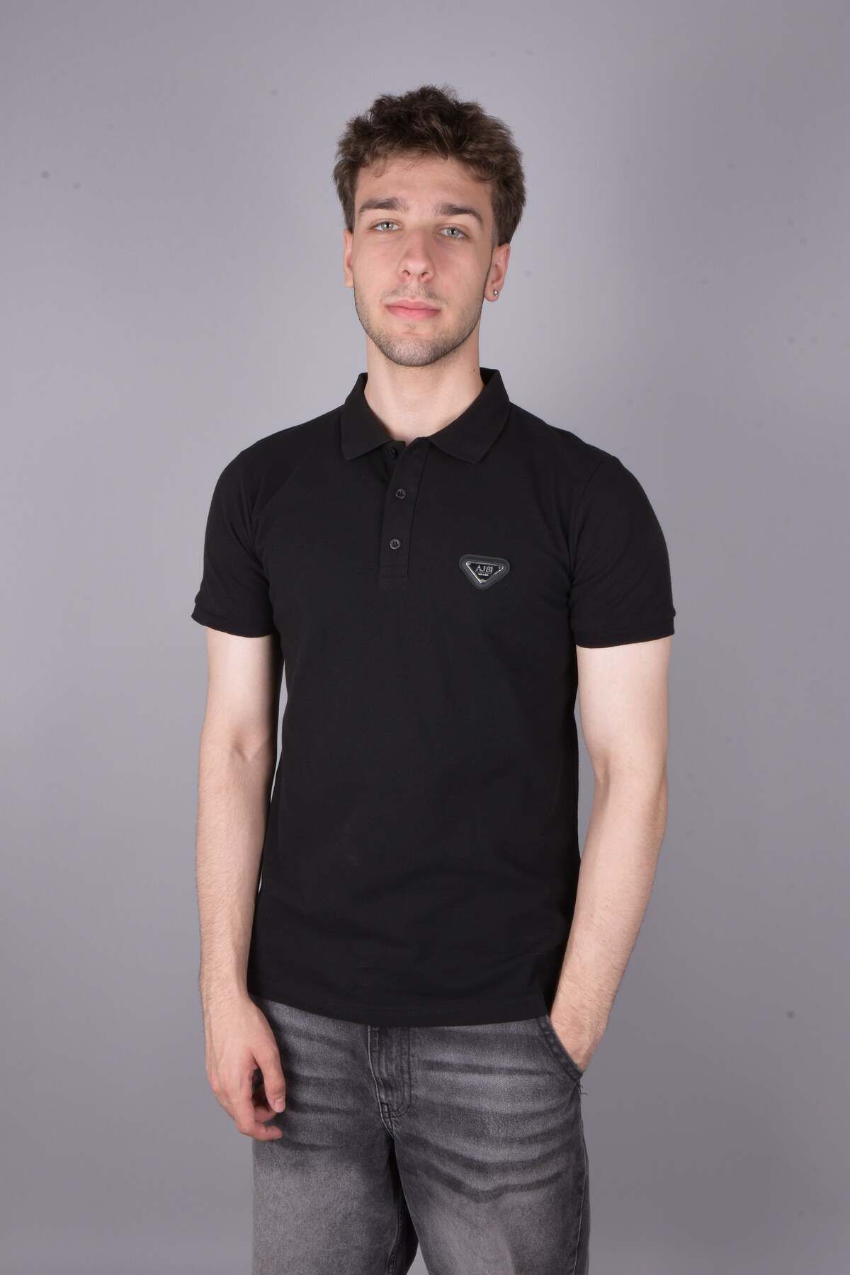 AJ 81 Erkek Polo Yaka Basic Tişört %100 Pamuk Kumaş