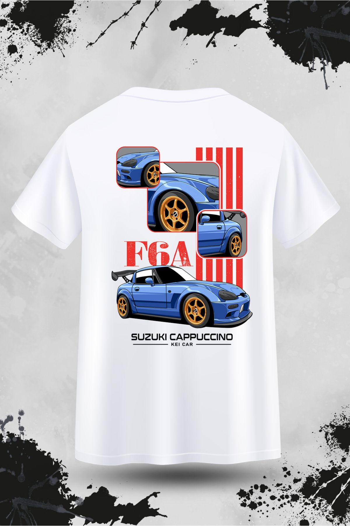 VİZYON İKRA Suzuki Cappuccino Sırt Baskılı Unisex T-shirt/Tişört