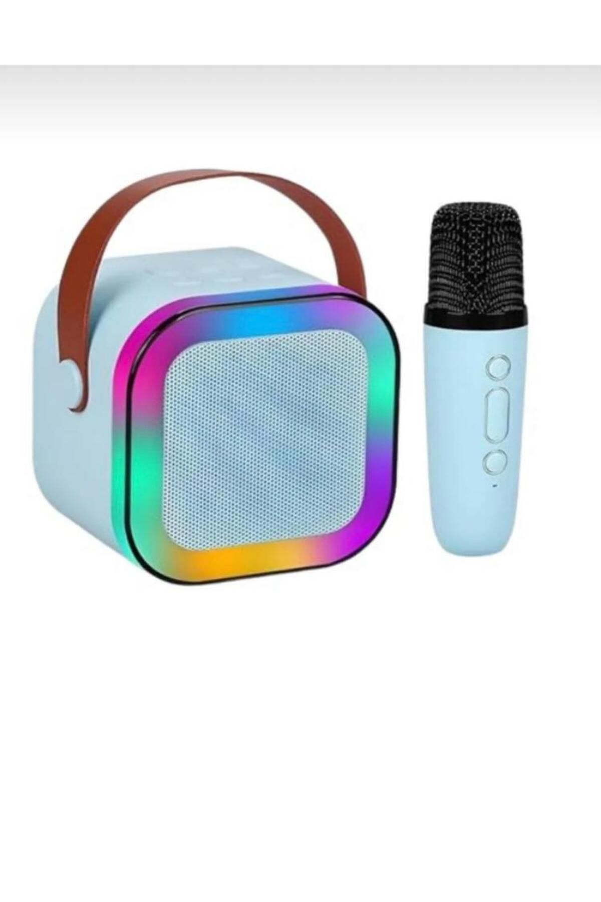 Mark K12 Kablosuz Bluetooth Hoparlör Mavi Karaoke Mikrofon 5 Ses Efektli Rgb Hd Stereo Ses Usb/sd/fm