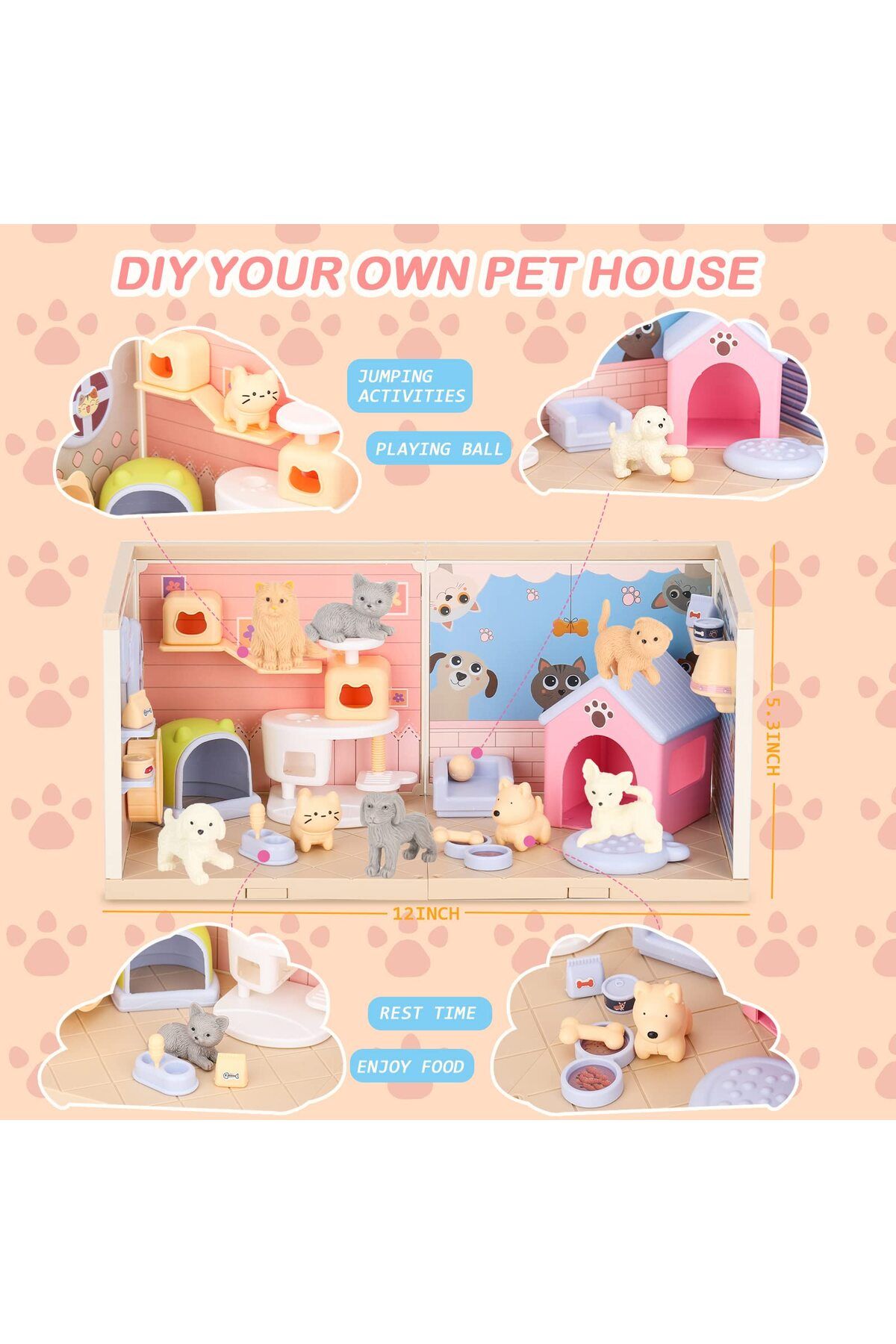 Brands For Less-Pet Toys for Kids, STEM Toy 50 Pcs Cat and Dog Figures Playset, Pet Pretend Playset Toddlers Toys 5