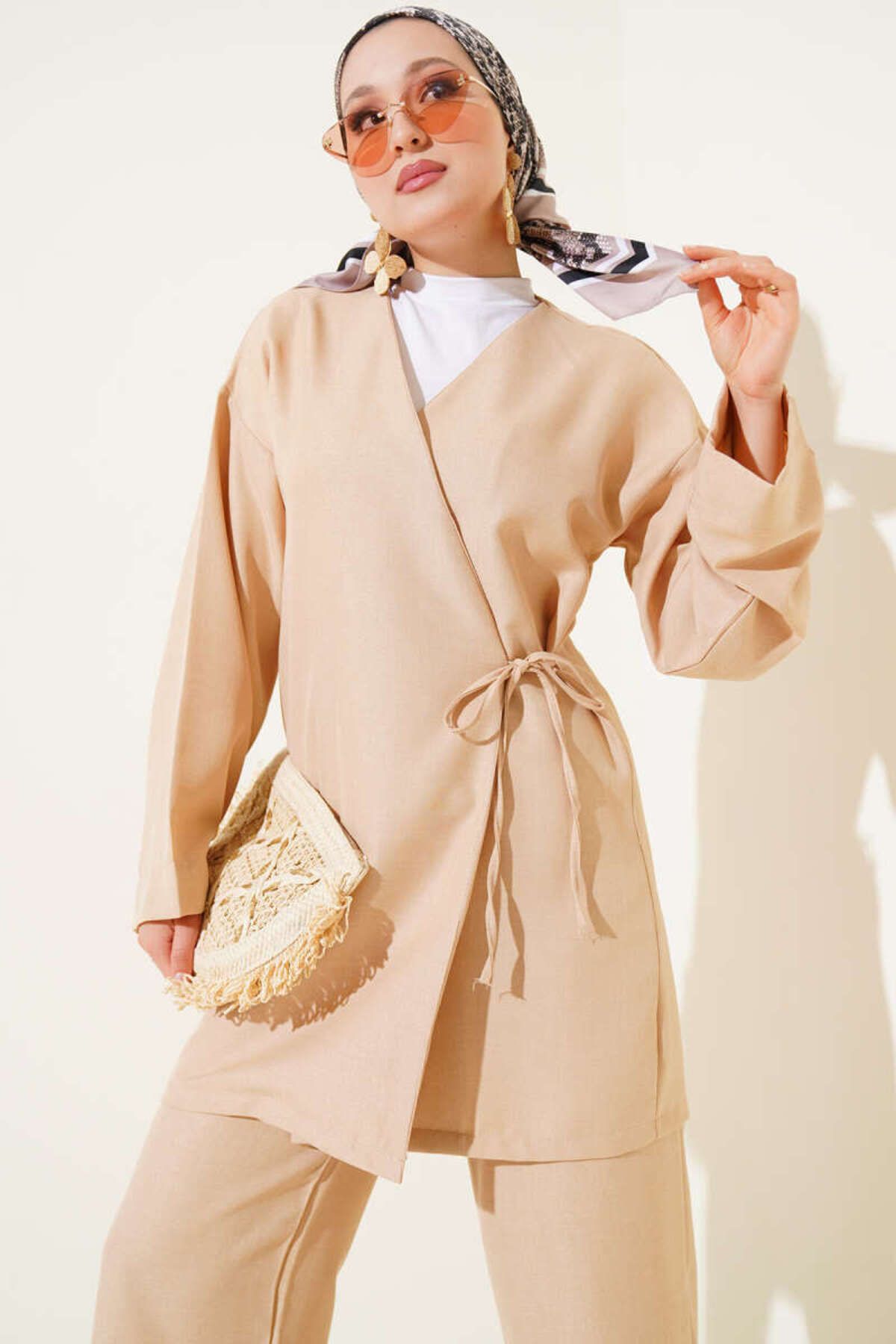 VOLT CLOTHİNG Kadın Yandan Bağlamalı Kimono İkili Takım
