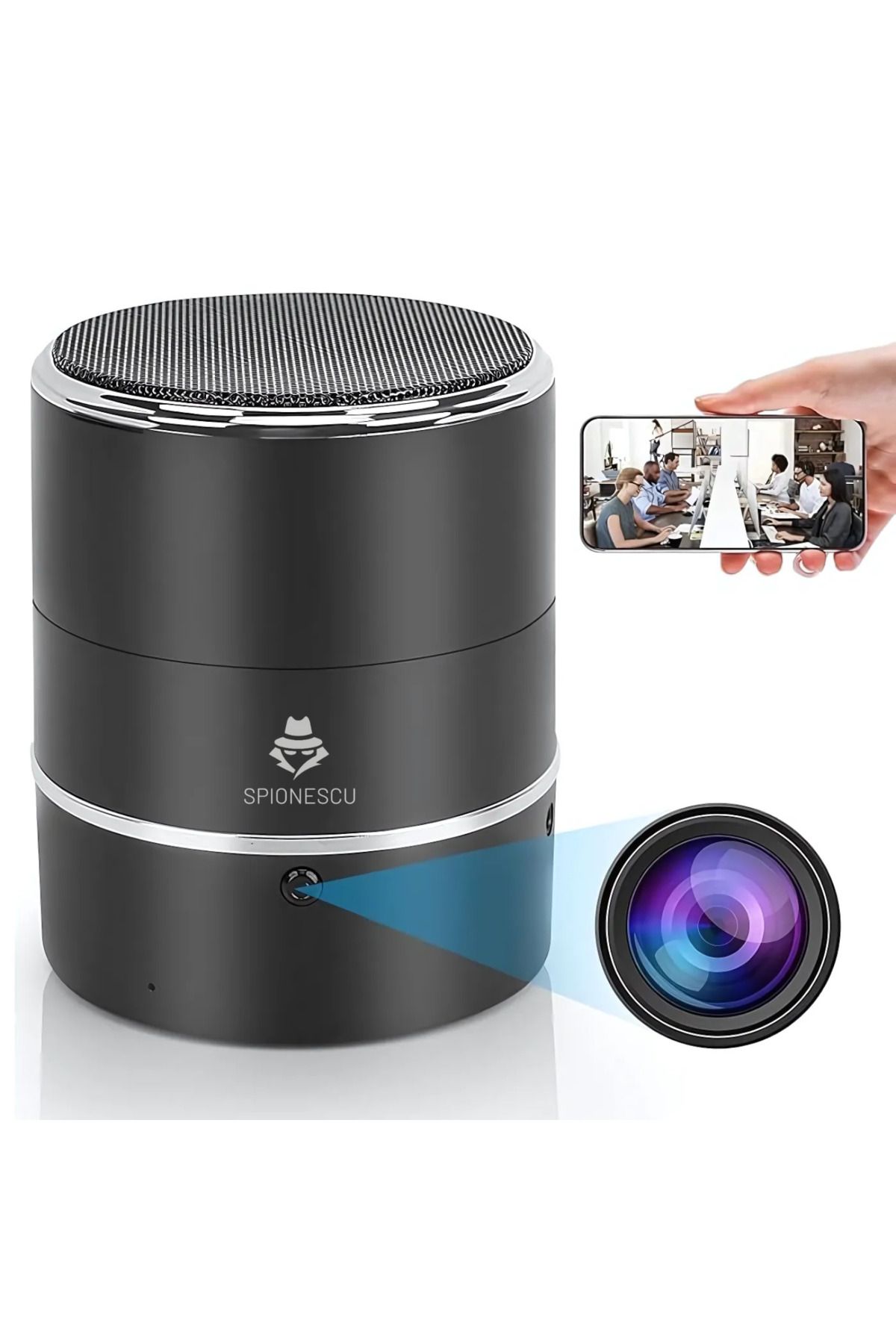Spionescu-Bluetooth speaker with hidden camera, Wifi, 240° sensor rotation, motion detection 1
