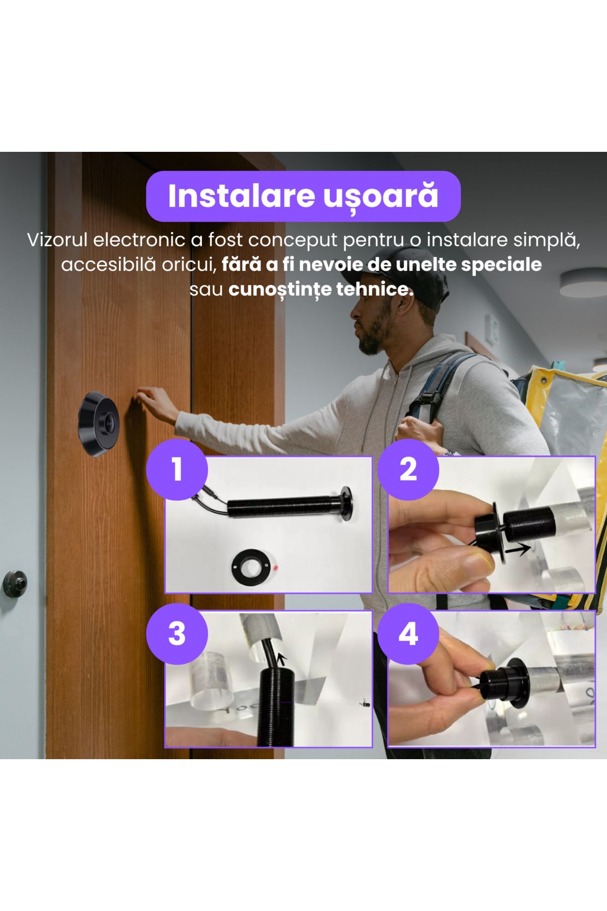 Spionescu-Smart door viewer with 1080P video camera, dual band 2.4G/5G WiFi, PIR motion sensor, two-way audio 7