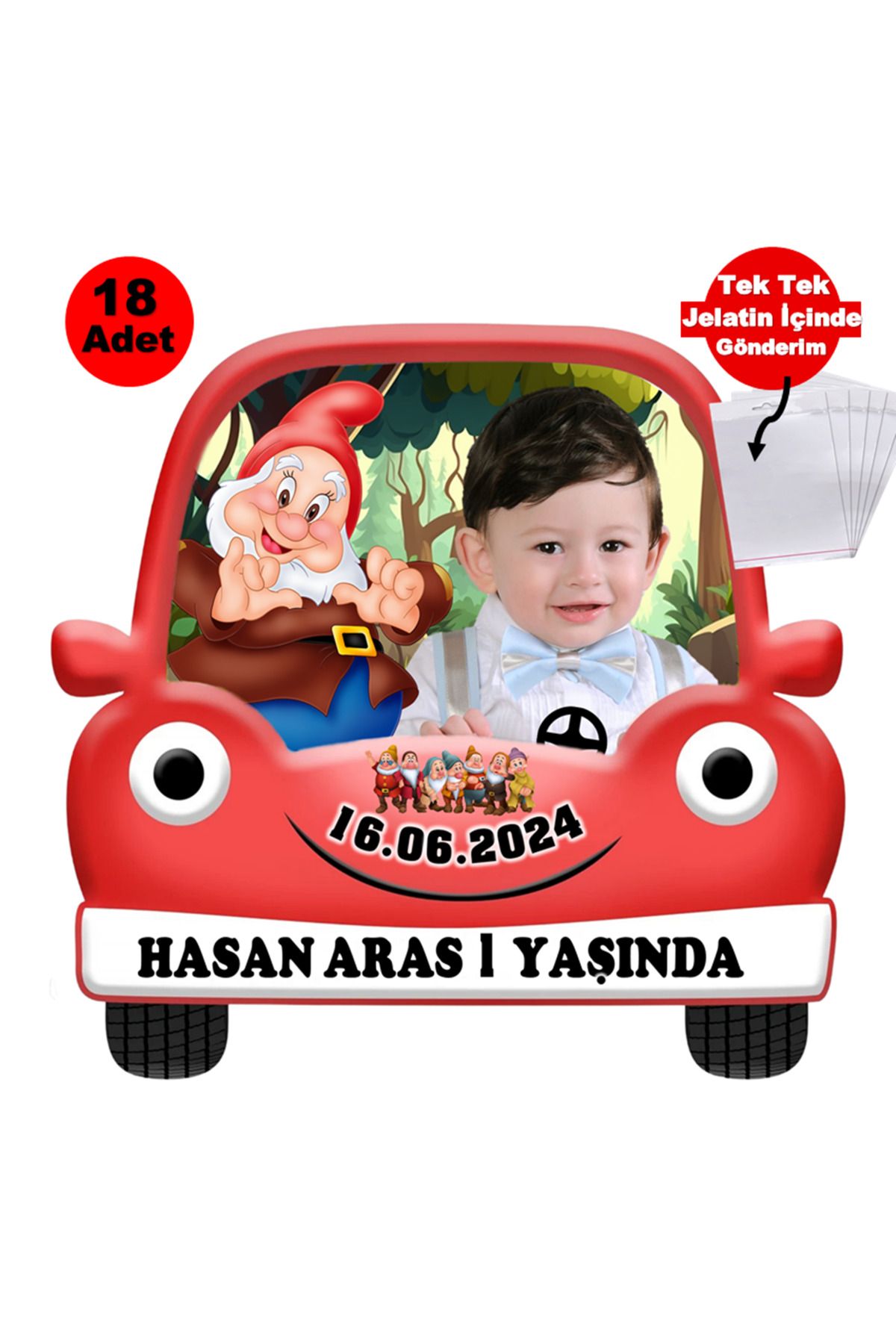 Elara Tasarım 1 Yaş 18 Adet Fotoğraflı Kişiye özel Doğum Günü Magnet Hediye Poşetli Gönderilir