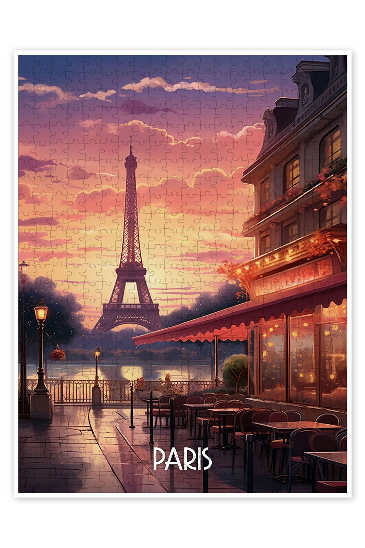 Jeronkarji Paris Seyahat Poster 500 Parça Puzzle Yapboz Şehir Manzara Temalı Hobilik