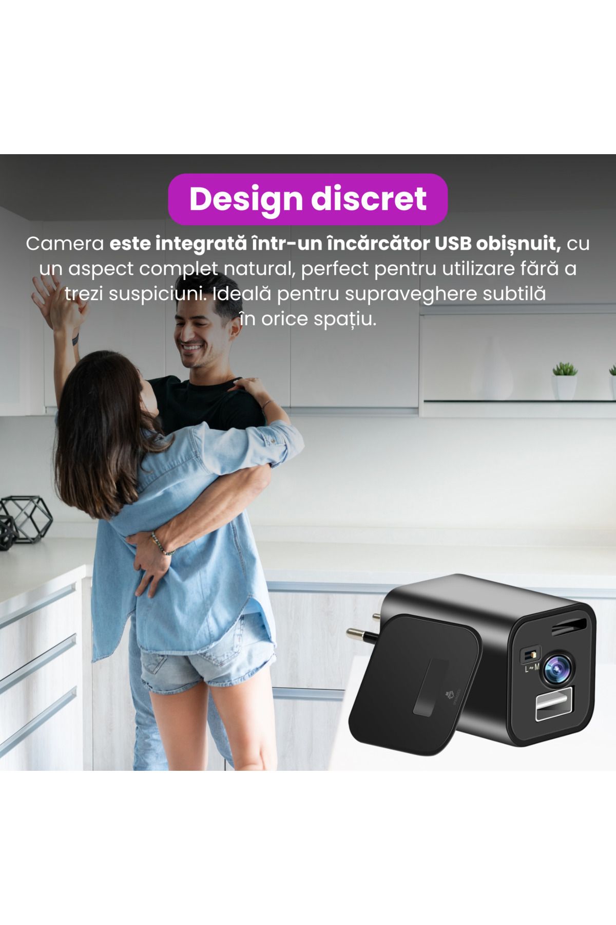 Spionescu-USB charger with 1080P hidden camera, motion detection, loop recording, no Wi-Fi 6