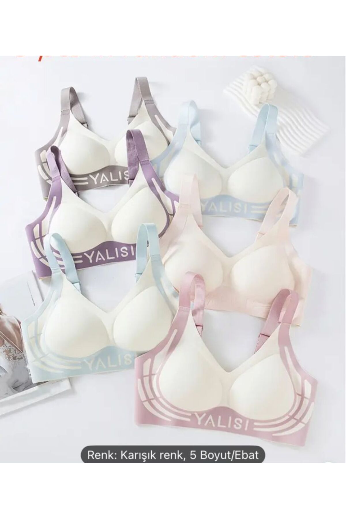 TAJ Kadın spor bralette dolgulu rahat kablosuz iç çamaşırı alfabe deseni
