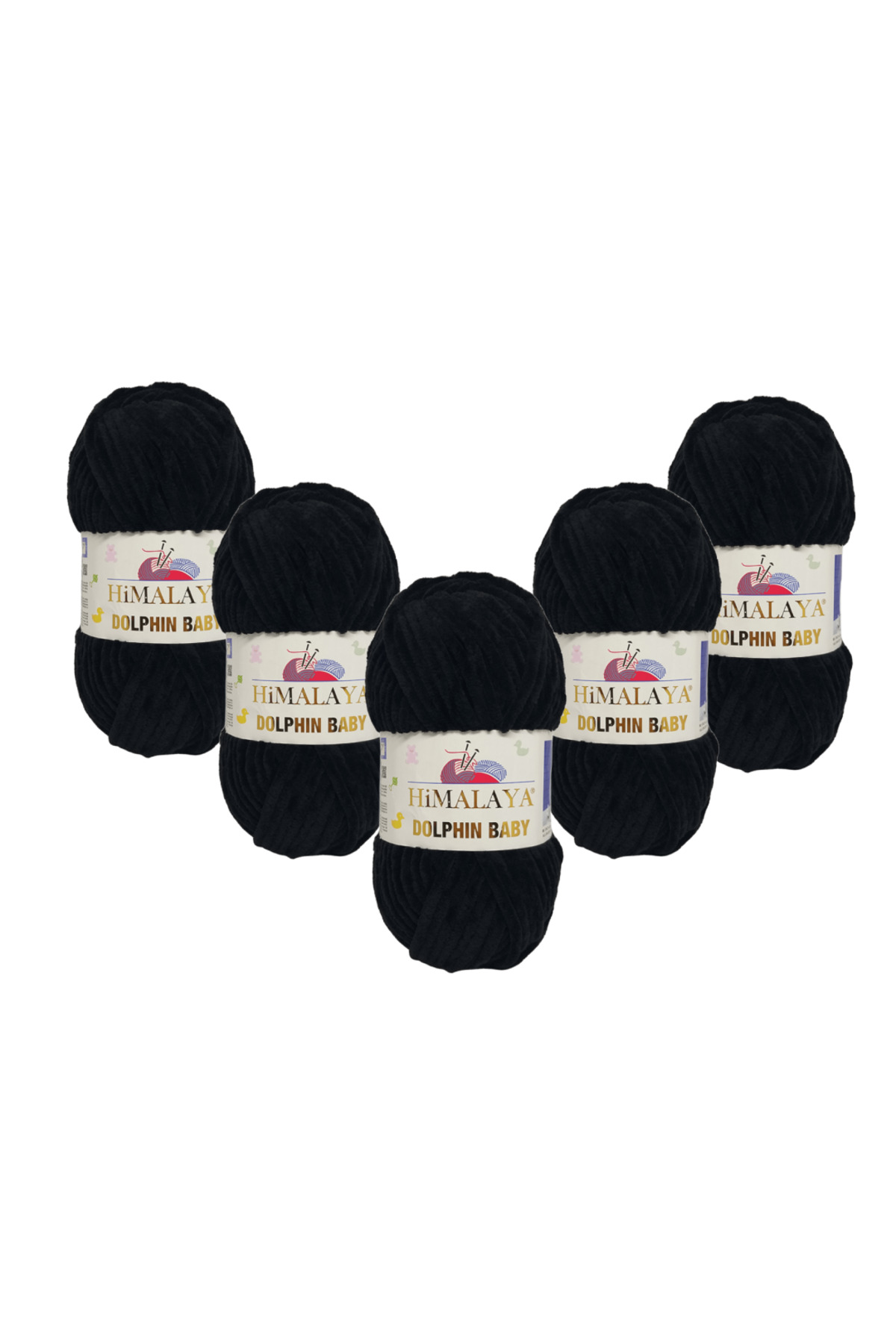 Dolphin Baby Velvet Rope 5-Pack - 80311 Black - 100 Gr. 120 Mt.