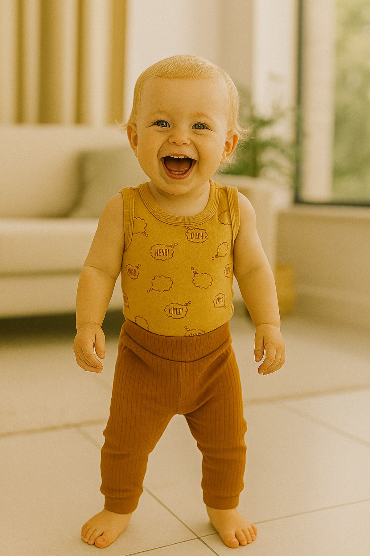 MYZİ STORE Çocuk Bebek Kız/Erkek “Unisex” %100 PAMUK Bebek Takımı – 2’li Kombin (Body + Pantolon)