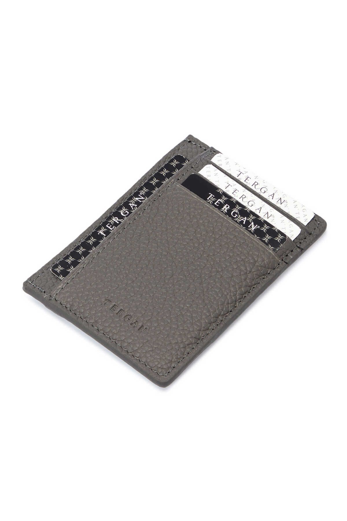Tergan Gri Deri Unisex Kredi Kartlık - S1KK00001676-G35
