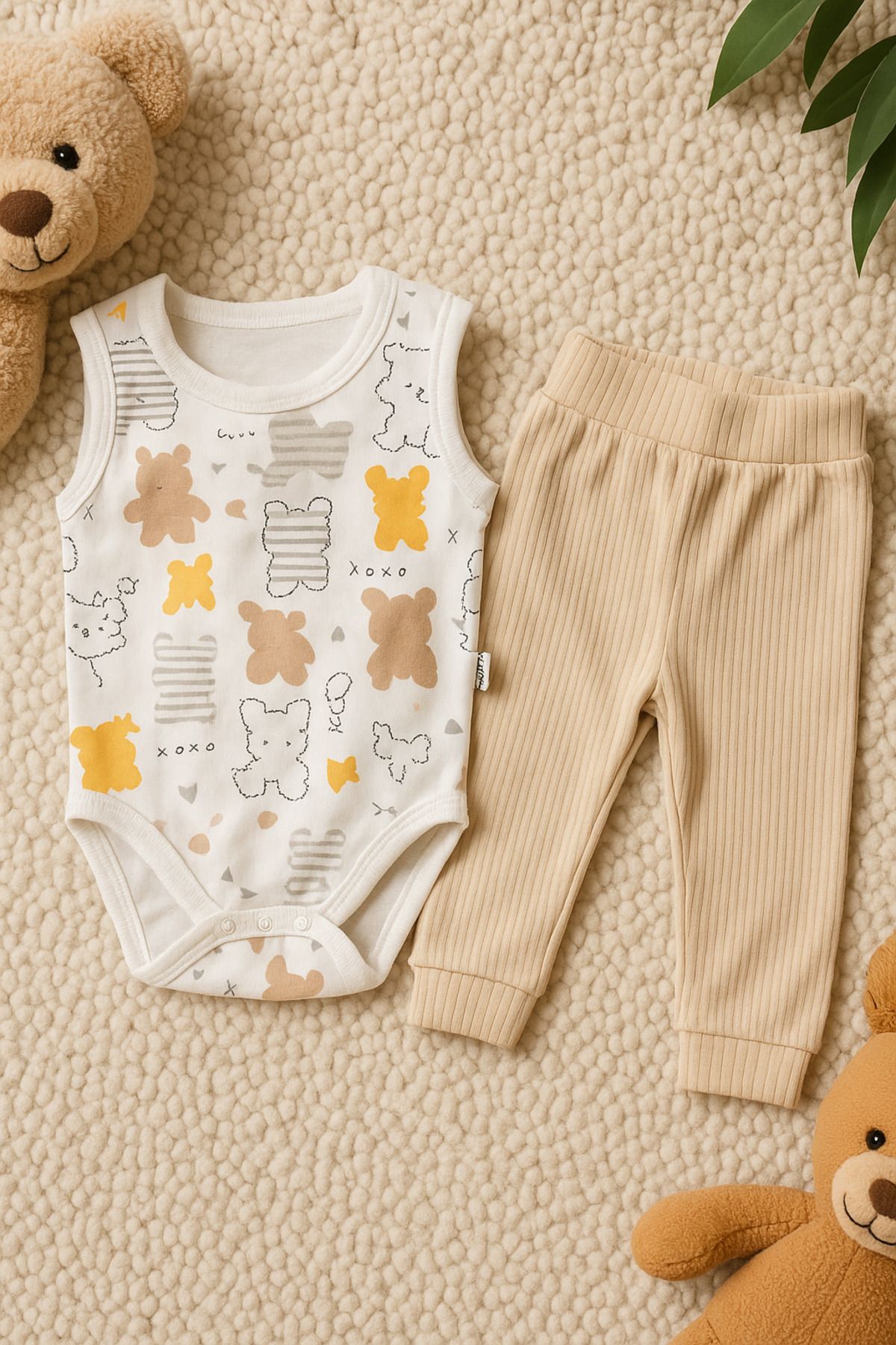 MYZİ STORE Çocuk Bebek Kız/Erkek “Unisex” %100 PAMUK Bebek Takımı – 2’li Kombin (Body + Pantolon)