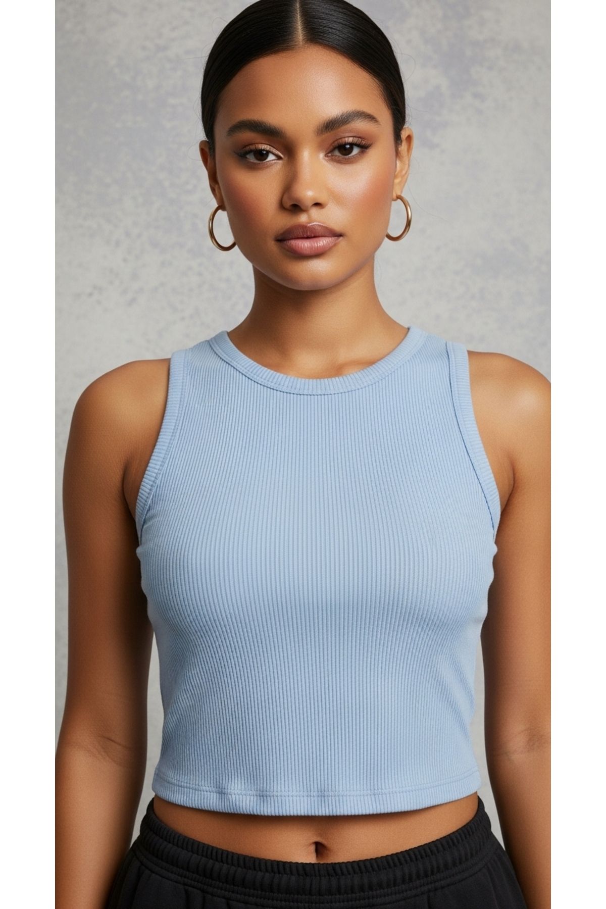 Butikdolabın Kadın Basic Bisiklet Yaka Crop Top