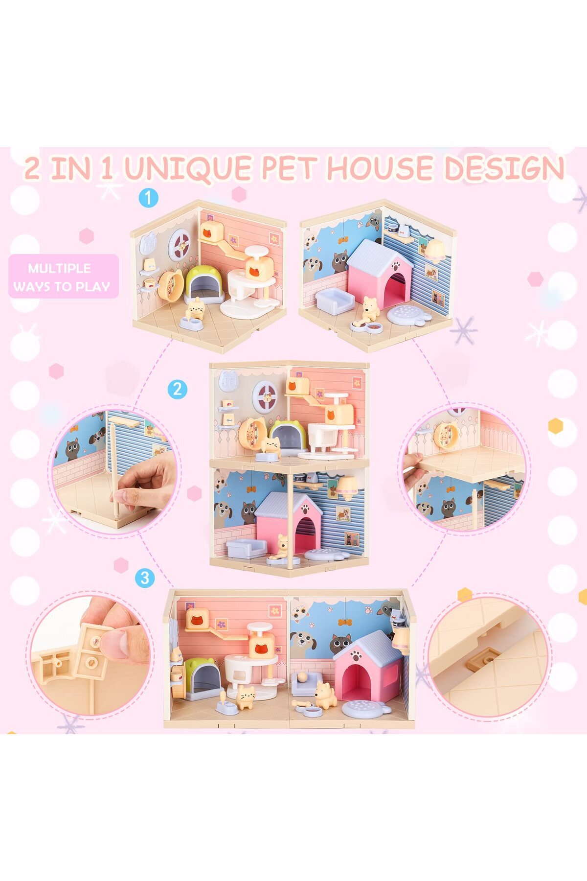 Brands For Less-Pet Toys for Kids, STEM Toy 50 Pcs Cat and Dog Figures Playset, Pet Pretend Playset Toddlers Toys 7