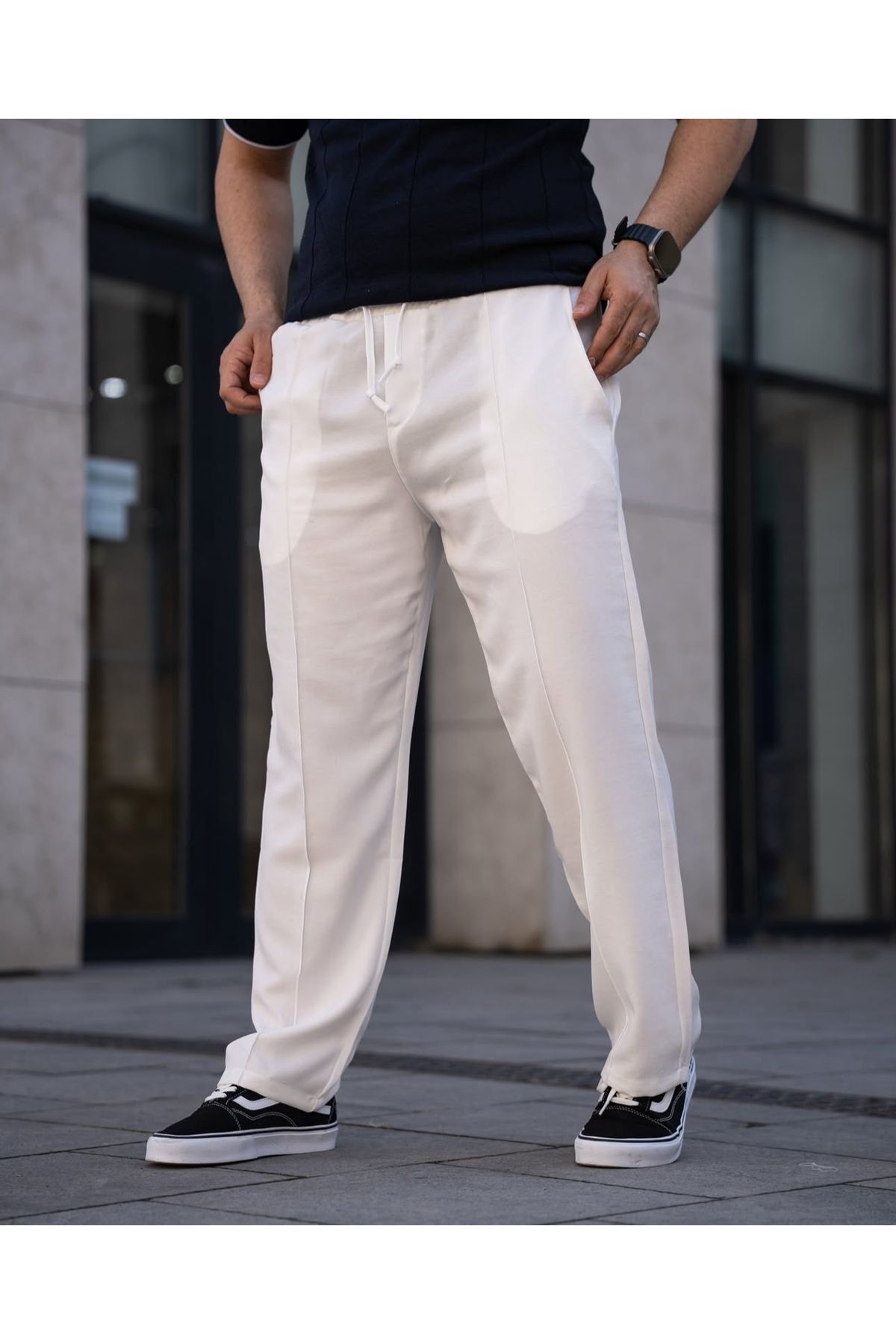 Twear Çımalı Ham Keten Baggy Pantolon