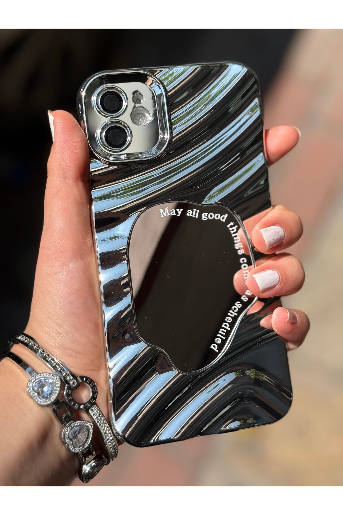 Caseji Iphone 11 Uyumlu Dalga Desenli Aynalı Kabartmalı Parlak Kılıf