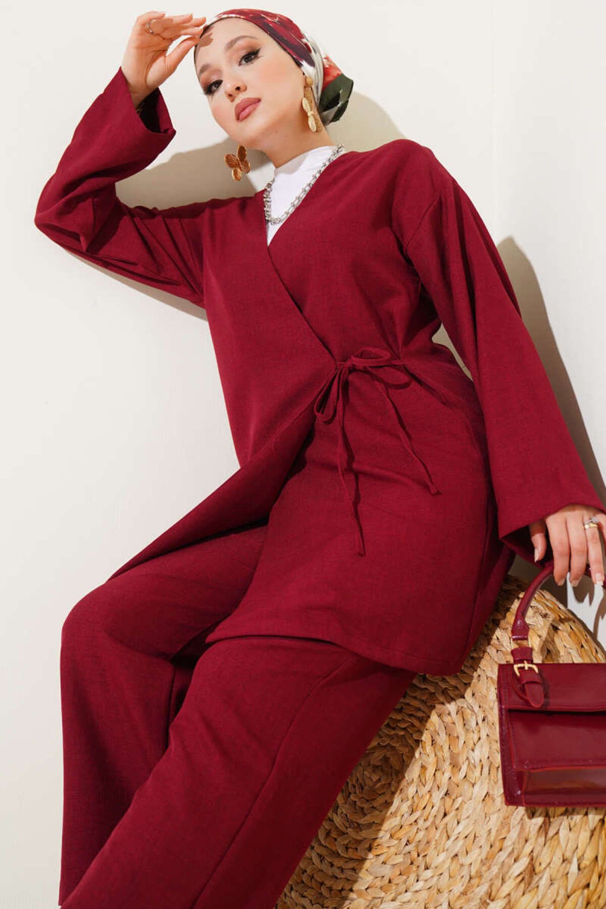 VOLT CLOTHİNG Kadın Yandan Bağlamalı Kimono İkili Takım