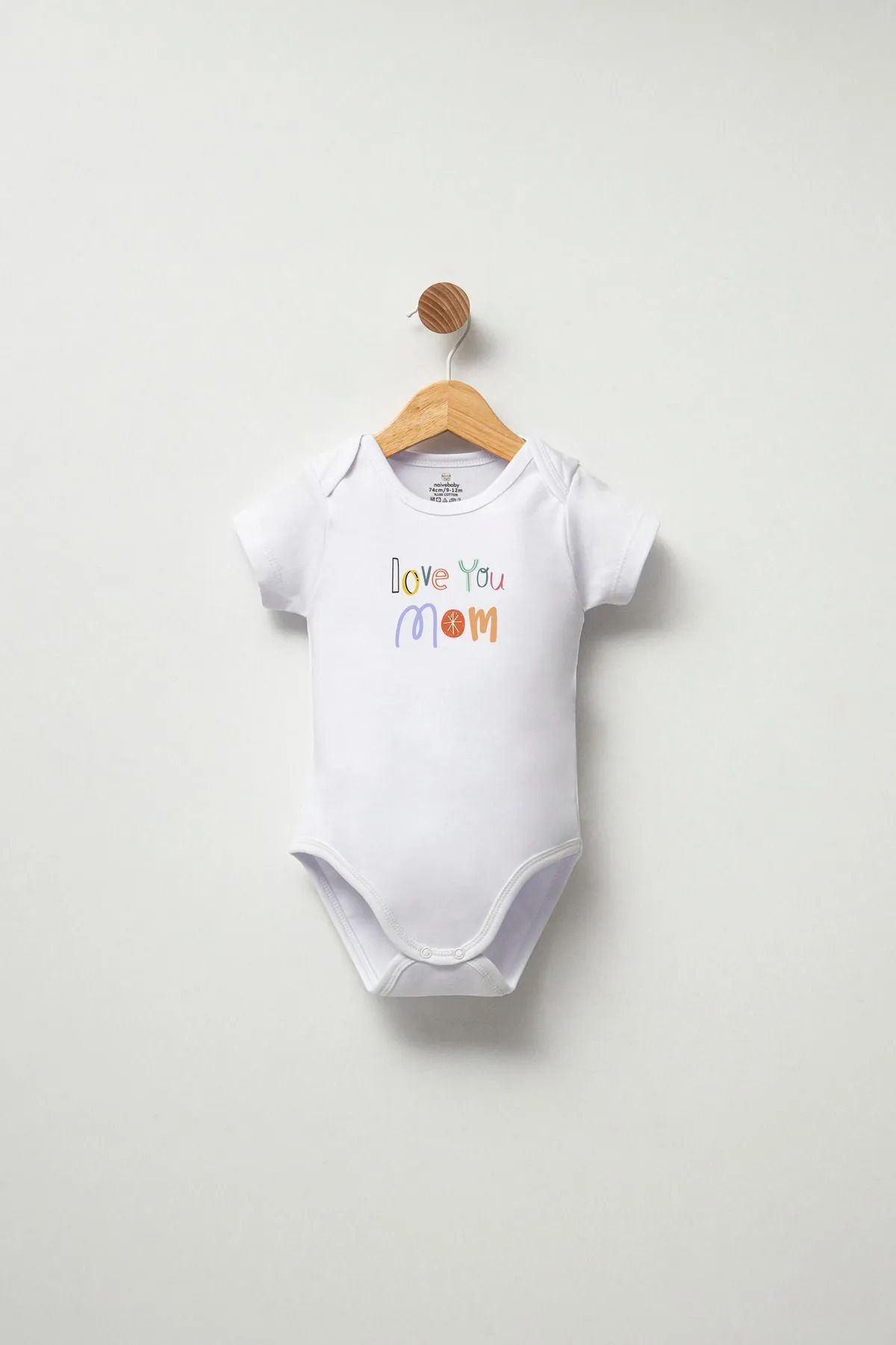 Naive Baby %100 Pamuklu Bebek Body - Love You Mom- Bebek Zıbın Badi