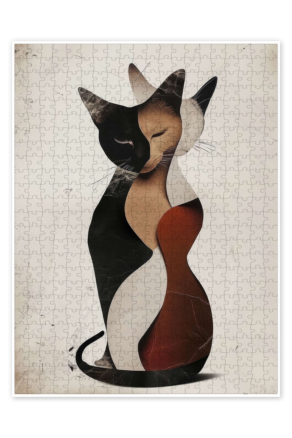 Jeronkarji Vintage Kedi Kolaj 500 Parça Puzzle Yapboz Kedi Köpek Temalı Doğa ve Orman Hayvanları