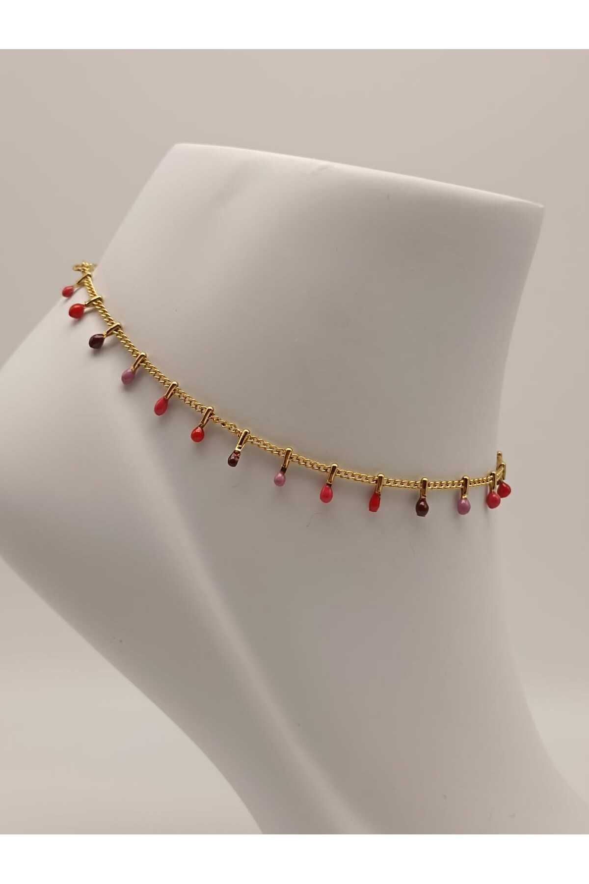 TLSMACCESORIES ÇELİK MİNELİ HALHAL KIRMIZI İNCE