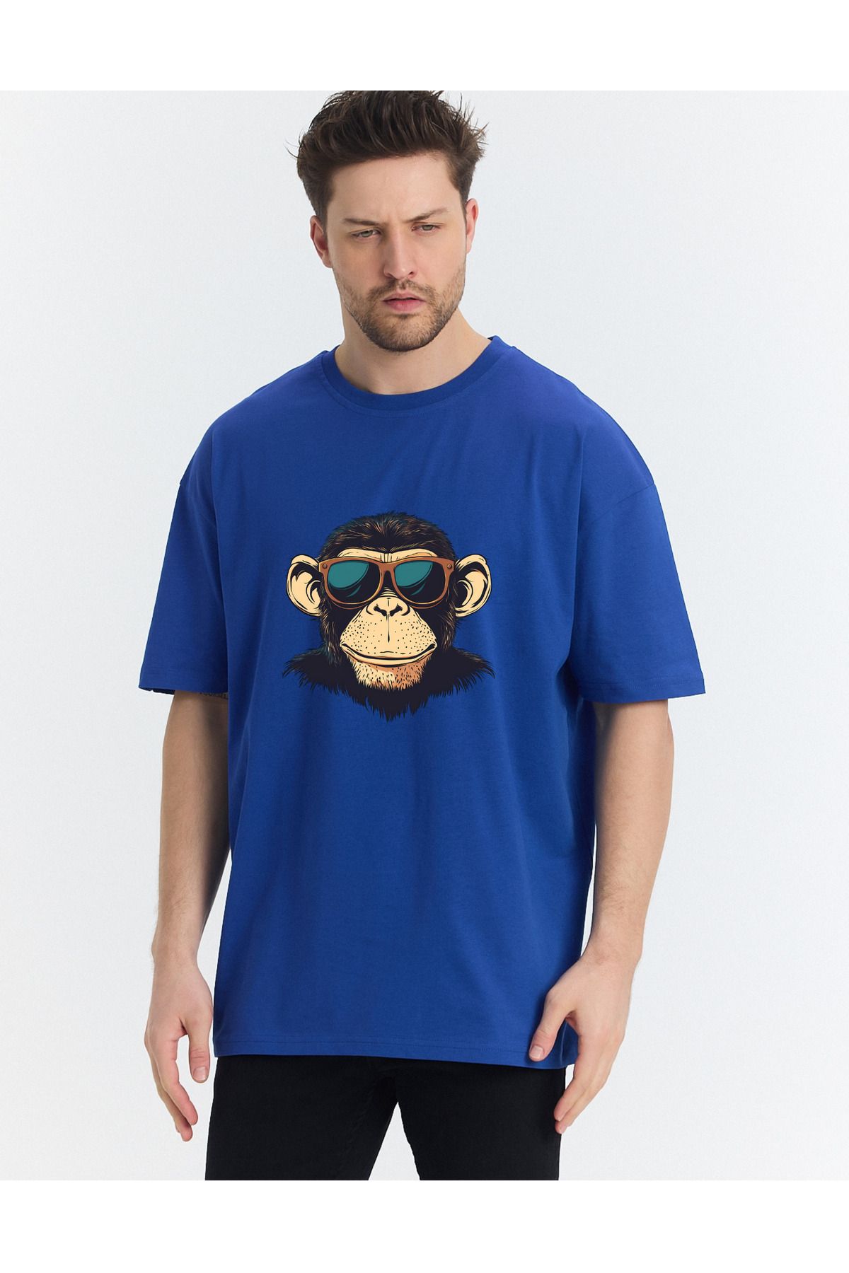 Windy Island Erkek Bisiklet Yaka Goril Baskılı Oversize T-shirt