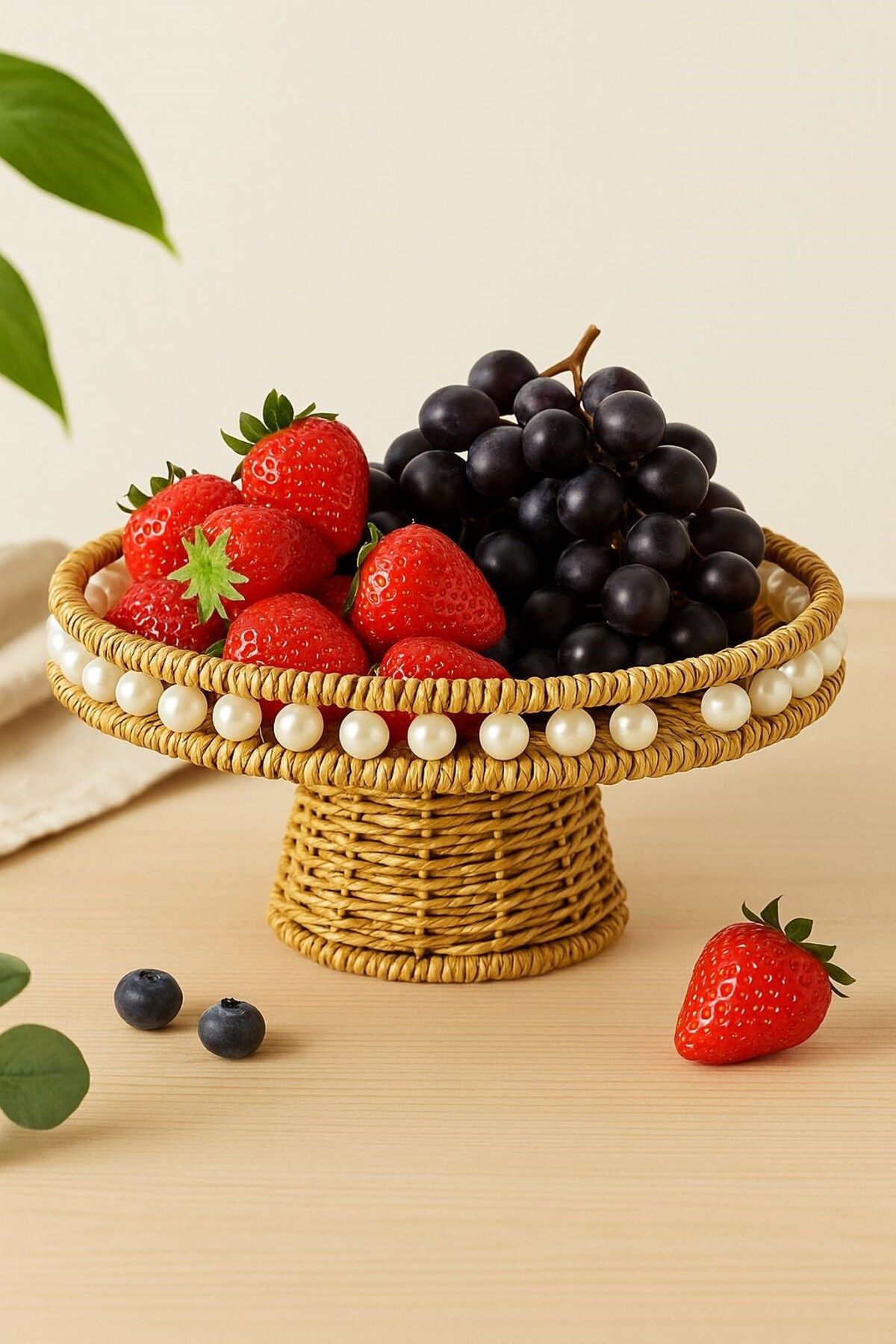 morponi Rattan Ayaklı Bohem İnci Detaylı Sunumluk 25 Cm