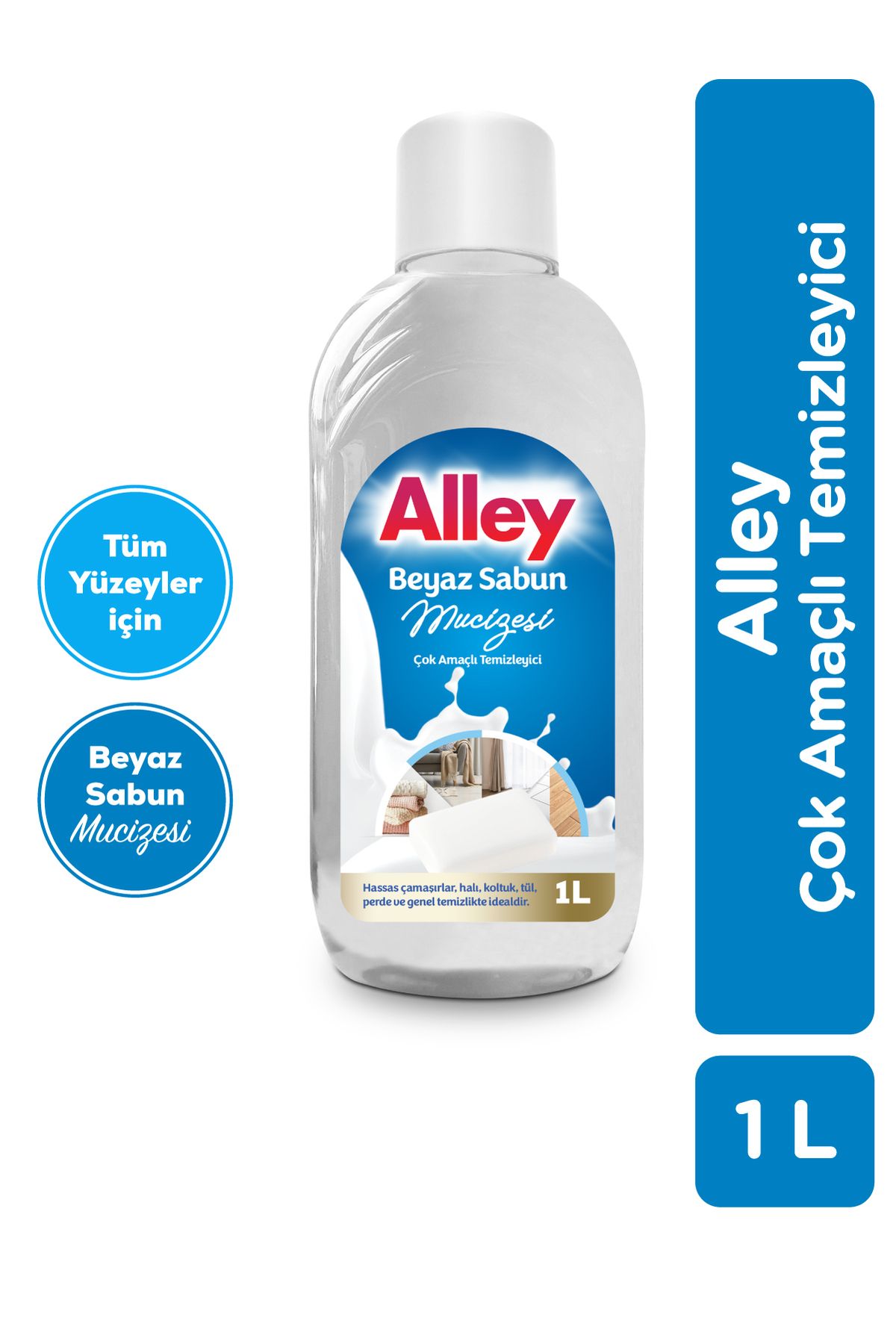 alley Beyaz Sabun Mucizesi 1 L – Çok Amaçlı Temizleyici | Tüm Yüzeyler İçin Etkili & Ferah Temizlik