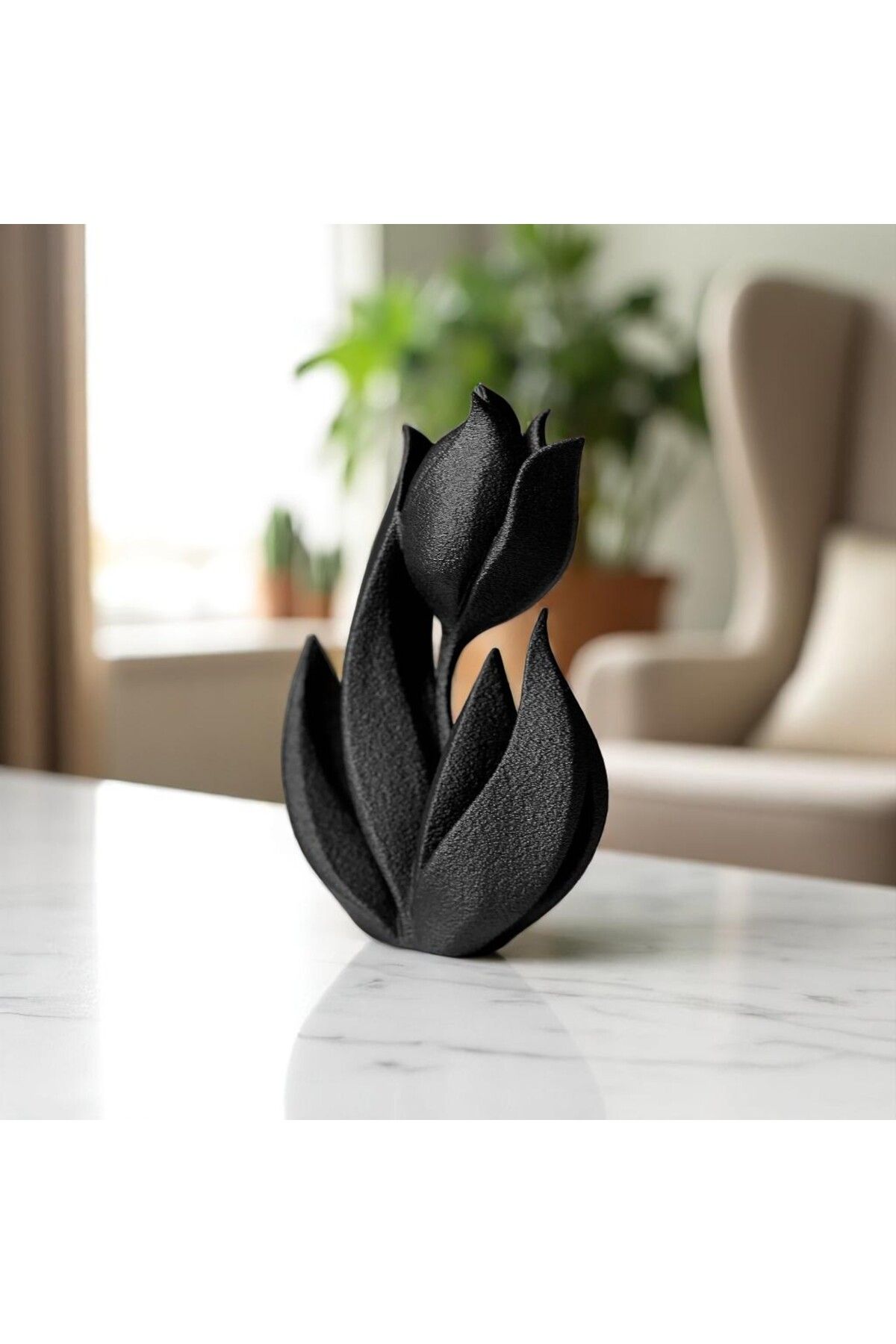 TNC 3D Store Minimalist Lale Heykeli | Modern Dekoratif Obje | Evde Sanat - 10cm