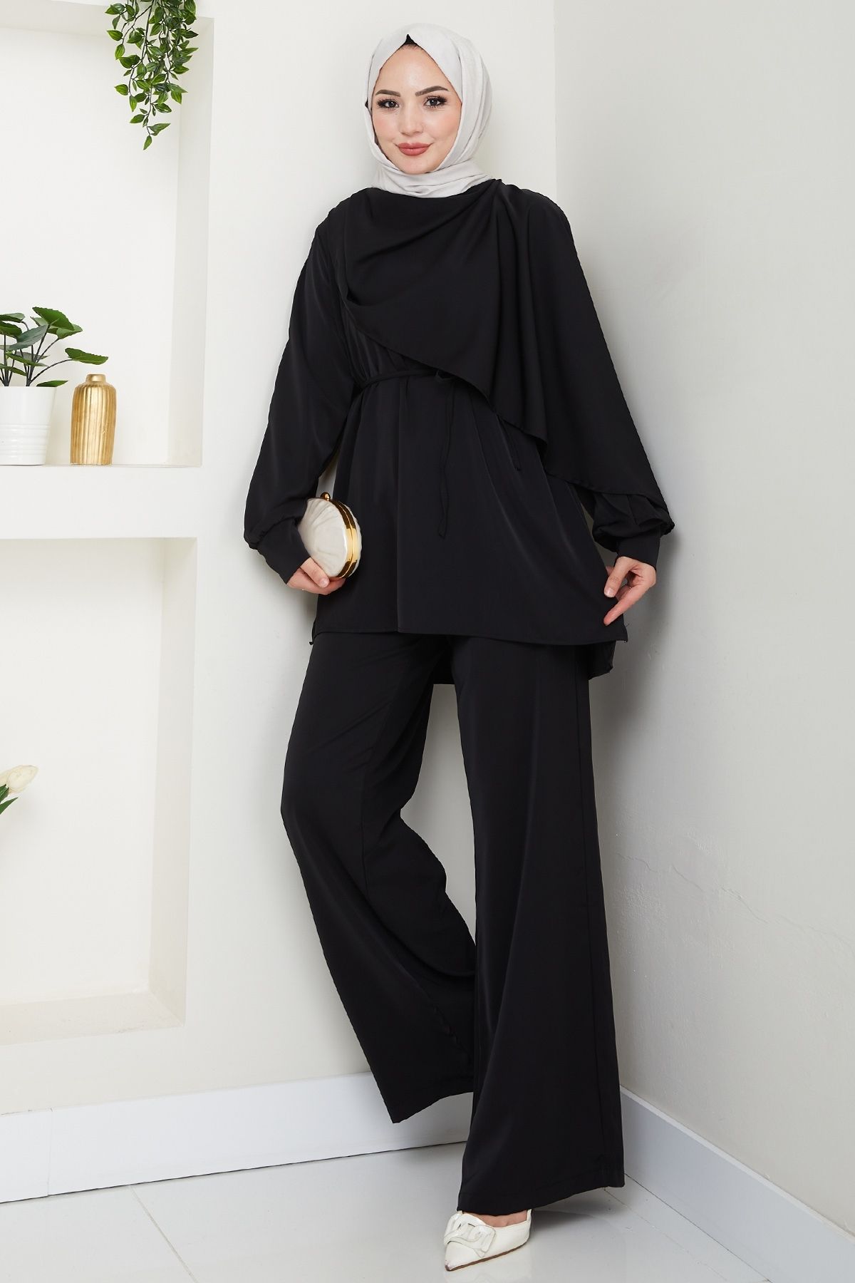 InStyle Şal Yaka Siyah İkili Takım