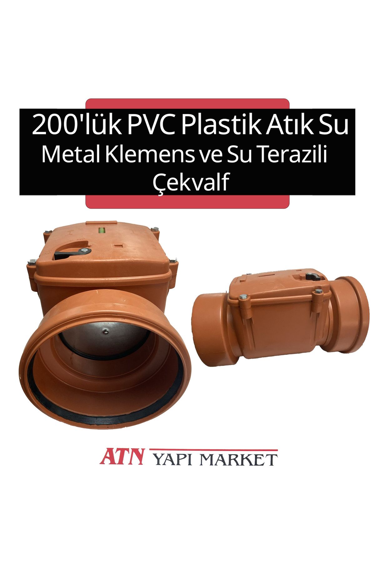 LUX WARES 200'lük PVC Plastik Atık Su Metal Klepeli Çekvalf – Geri Akış ve Koku Önleyici