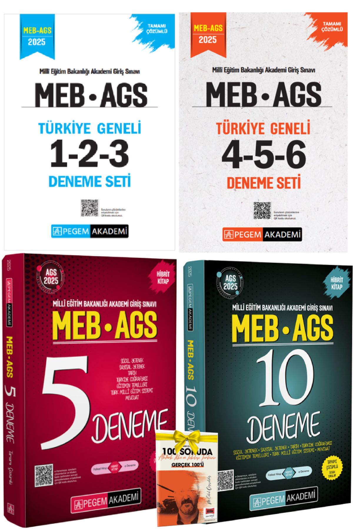 Pegem Akademi Yayıncılık 2025 Pegem MEB AGS Türkiye Geneli Deneme Sınavları+Meb AGS 5 Deneme+10 Deneme+Hediye